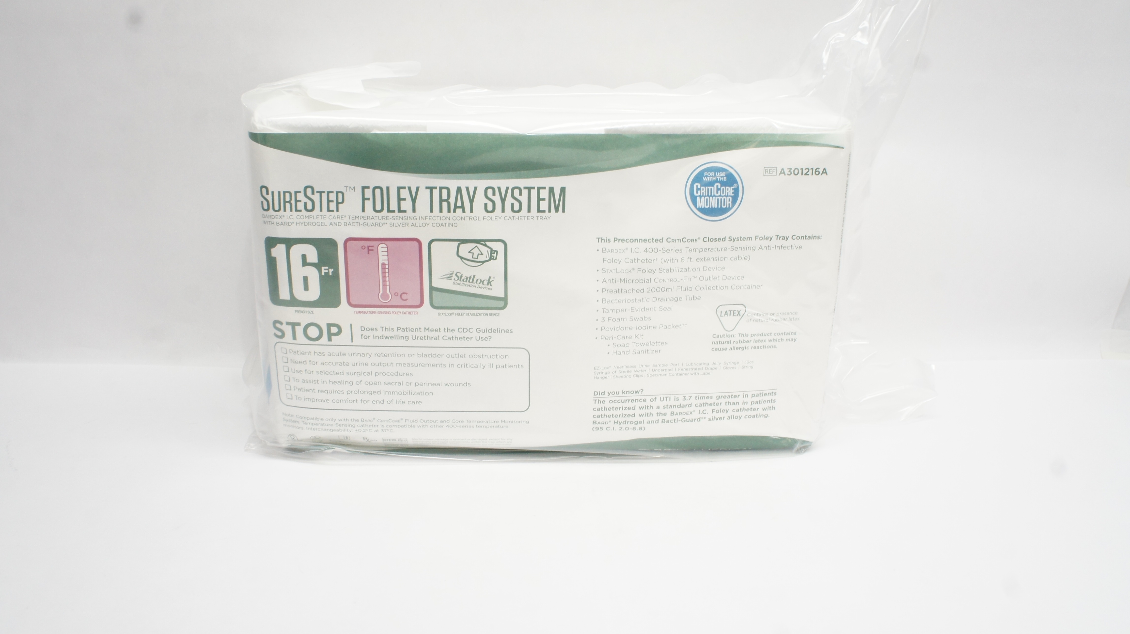 Bard A301216A Statlock SureStep Foley Tray System 16Fr