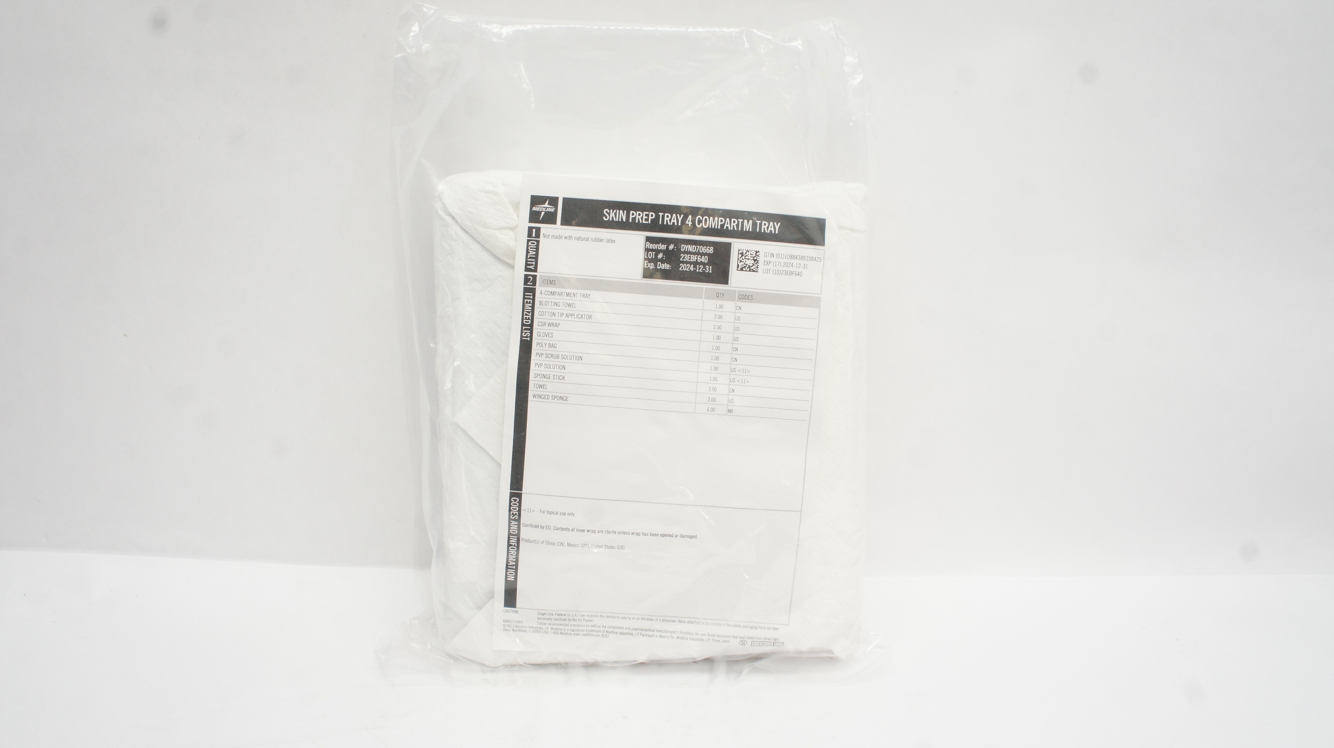 Medline DYND70668 Skin Tray 4 Compartment Tray