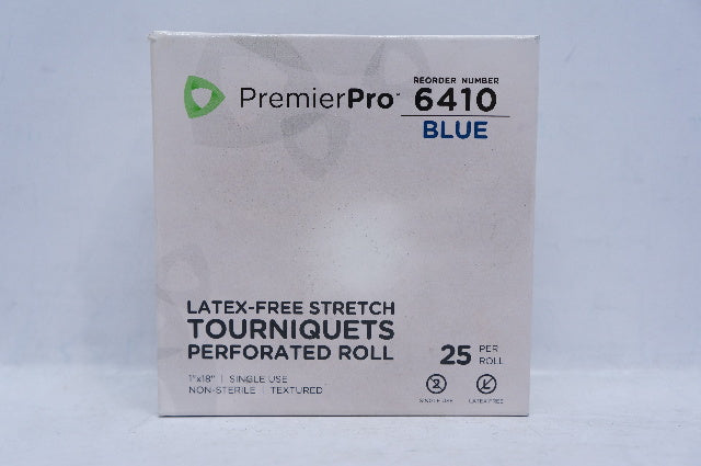 Premier Pro 6410 Stretch Tourniquets Perforated Roll, Blue - Box of 25