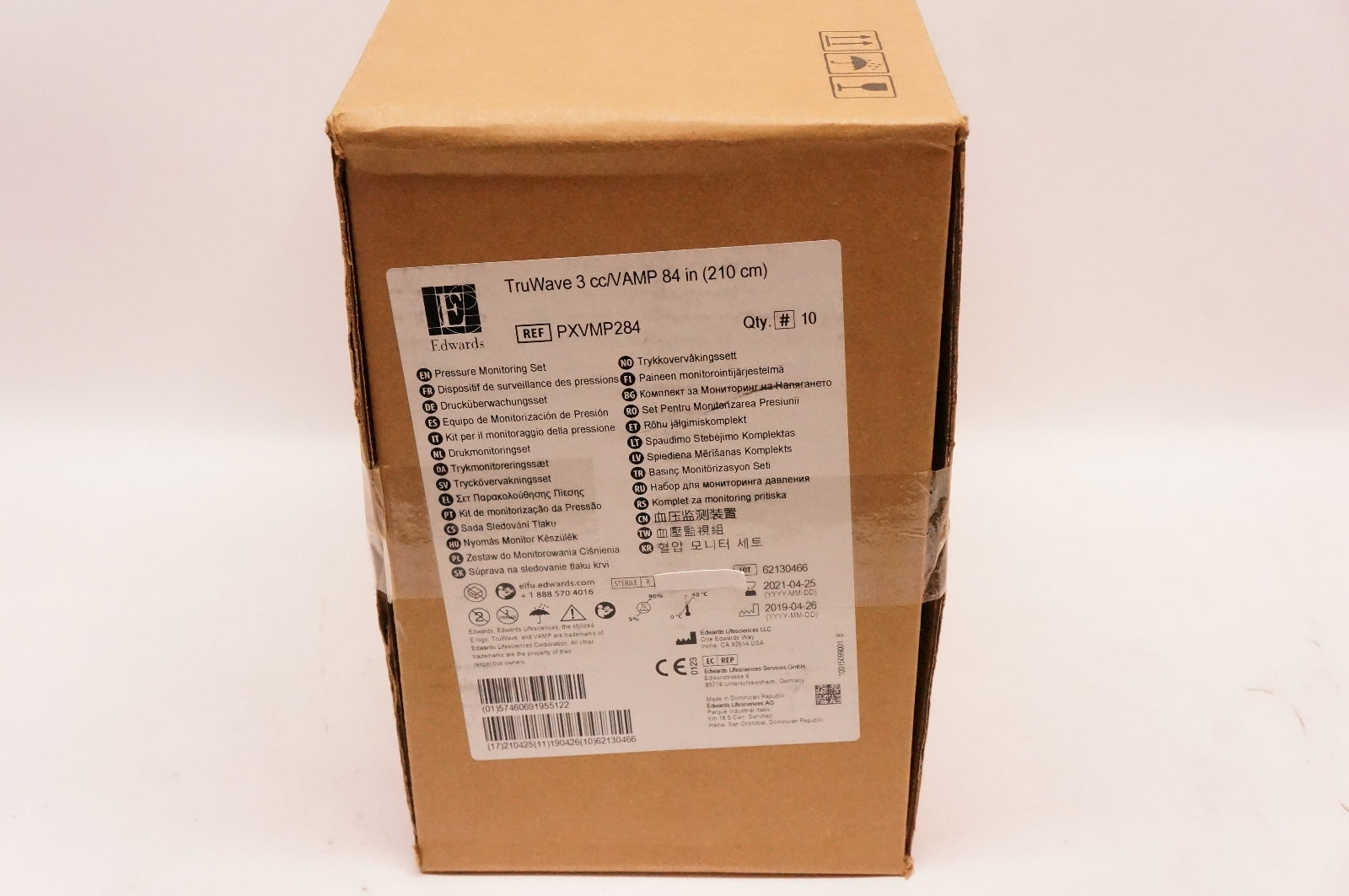 Edwards PXVMP284 Pressure Monitoring Set TruWave 33cc/VAMP 84inch - Box of 10