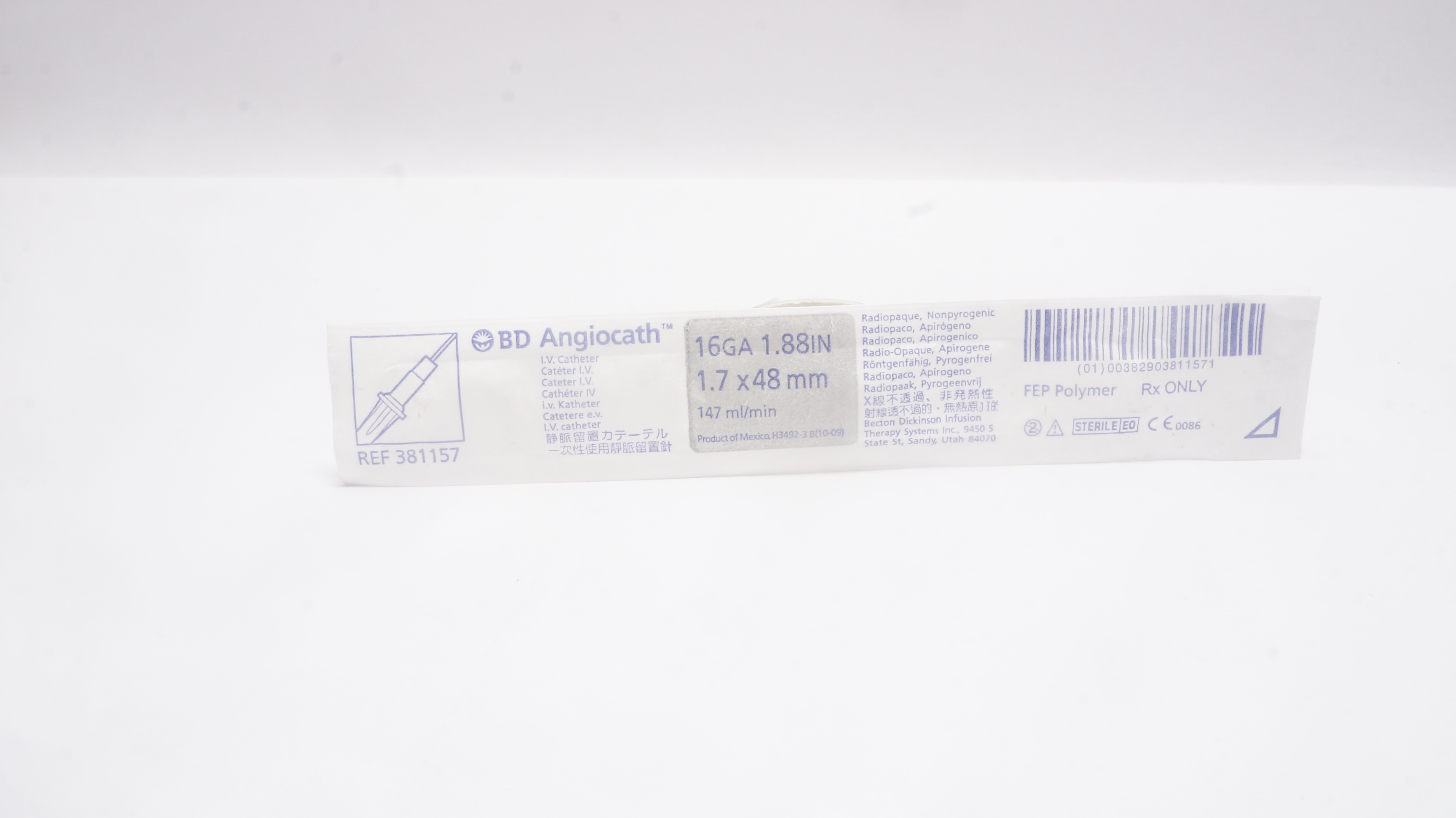 BD 381157 Angiocath I.V. Cath. 16Ga 1.88inch 147mL