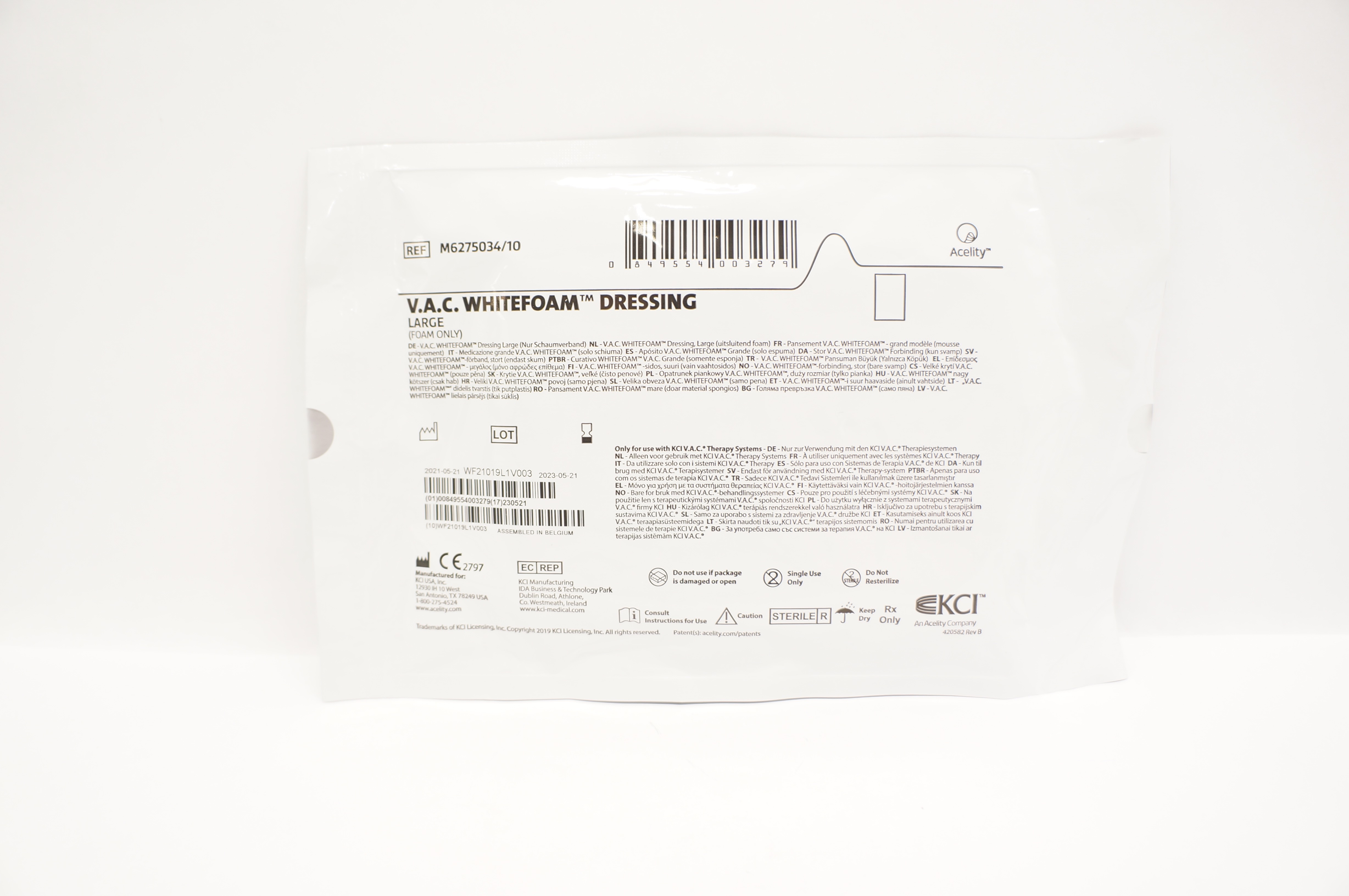 KCI M6275034/10 V.A.C. Whitefoam Dressing Large (x)