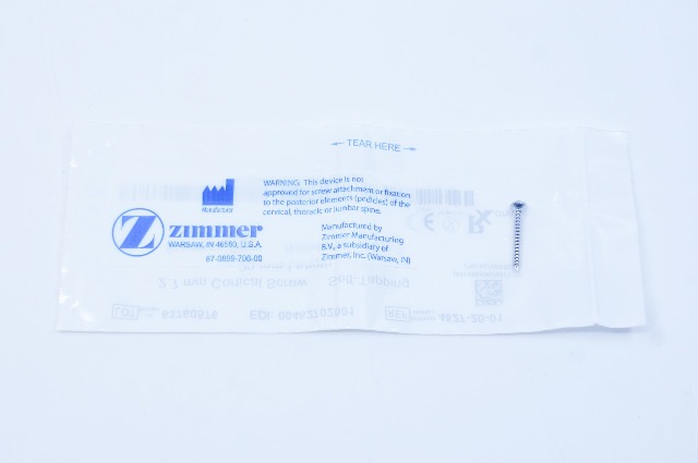 Zimmer 4827-20-01 2.7mm Cortical Screw, Self-Tapping, 20mm Length, Stainless Steel