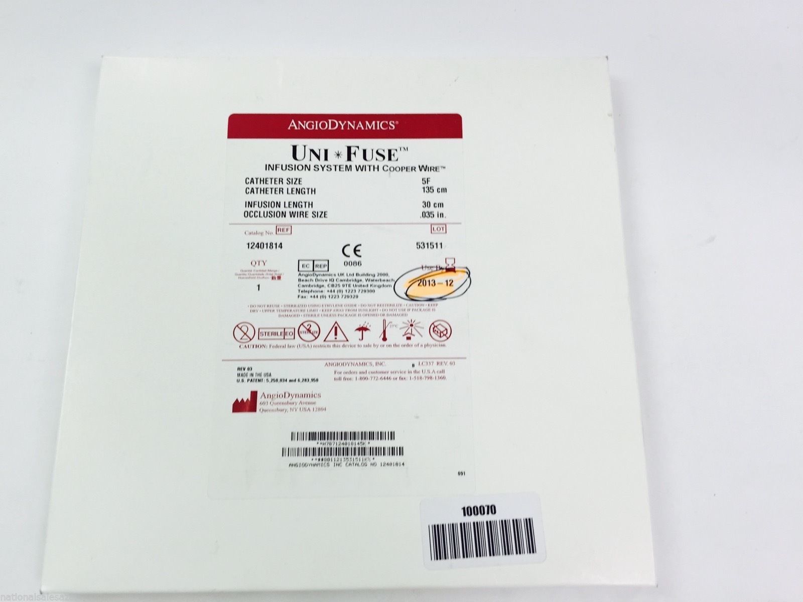 12401814 ~ AngioDynamics Infusion System Cath Size 5F x 135cm (x)