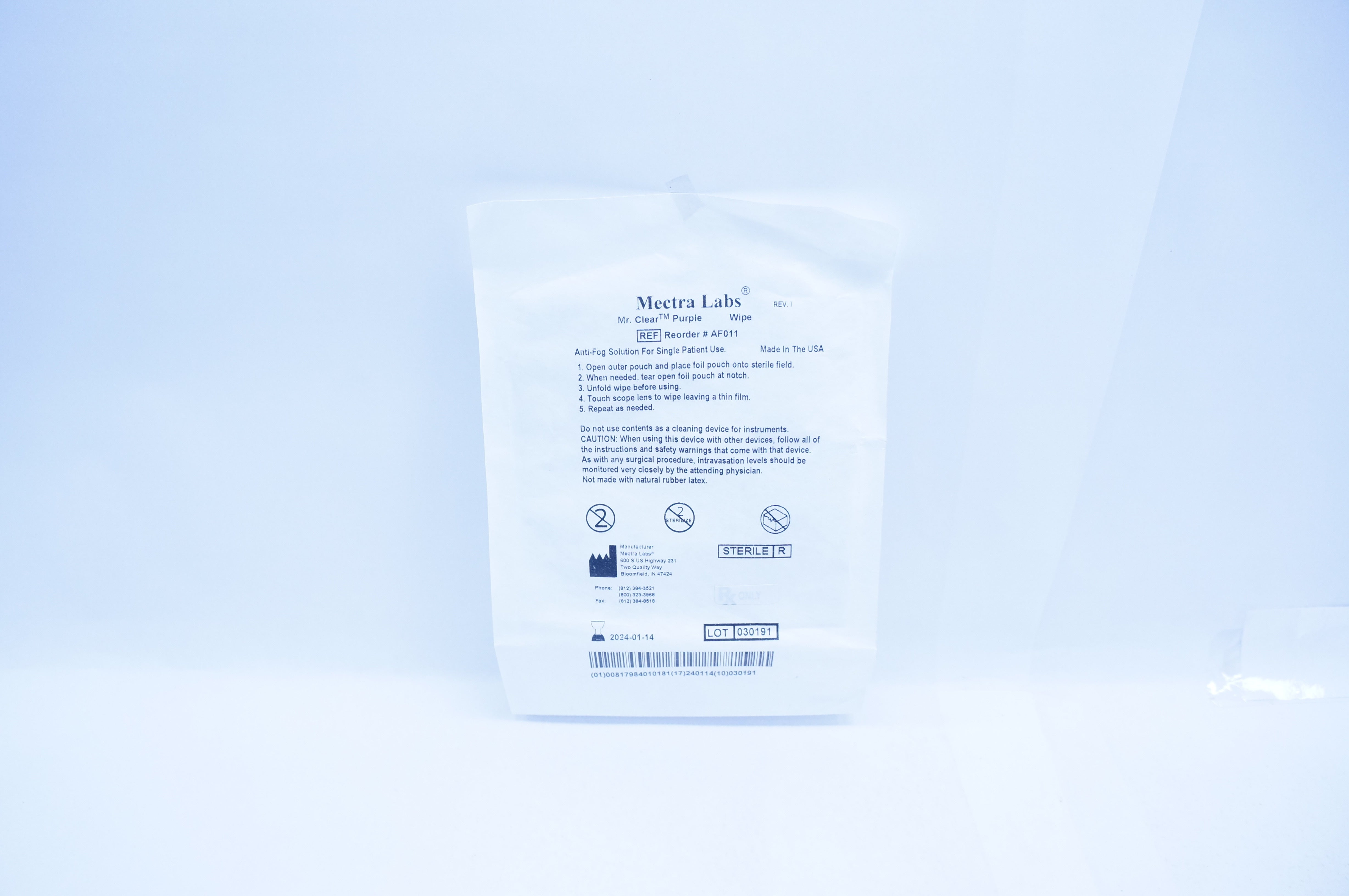 Mectra Labs AF011 Mr. Clear Purle Wipe