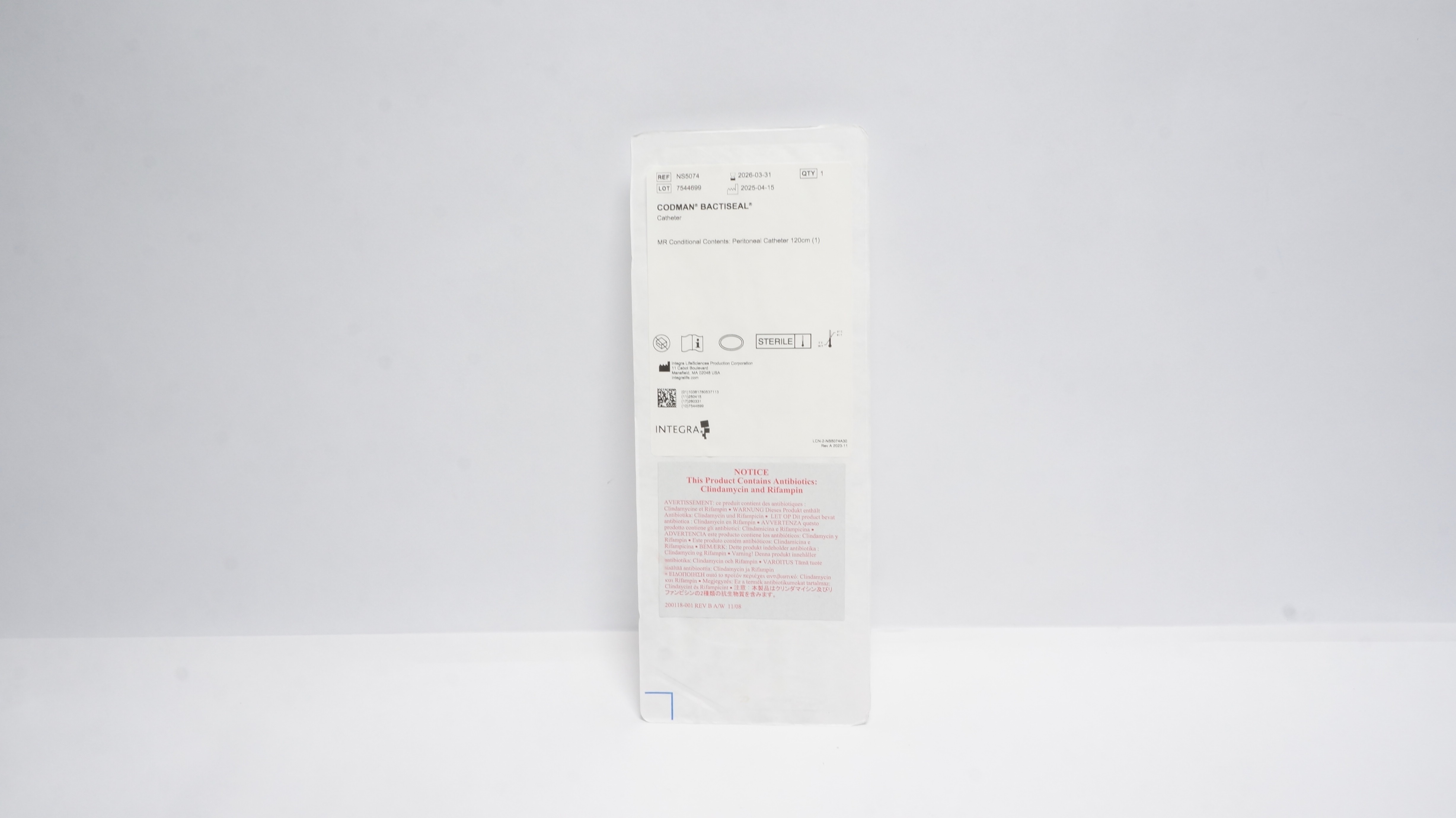 Integra LifeSciences NS5074 Codman Bactiseal Cath. Peritoneal Cath. 120cm (x)