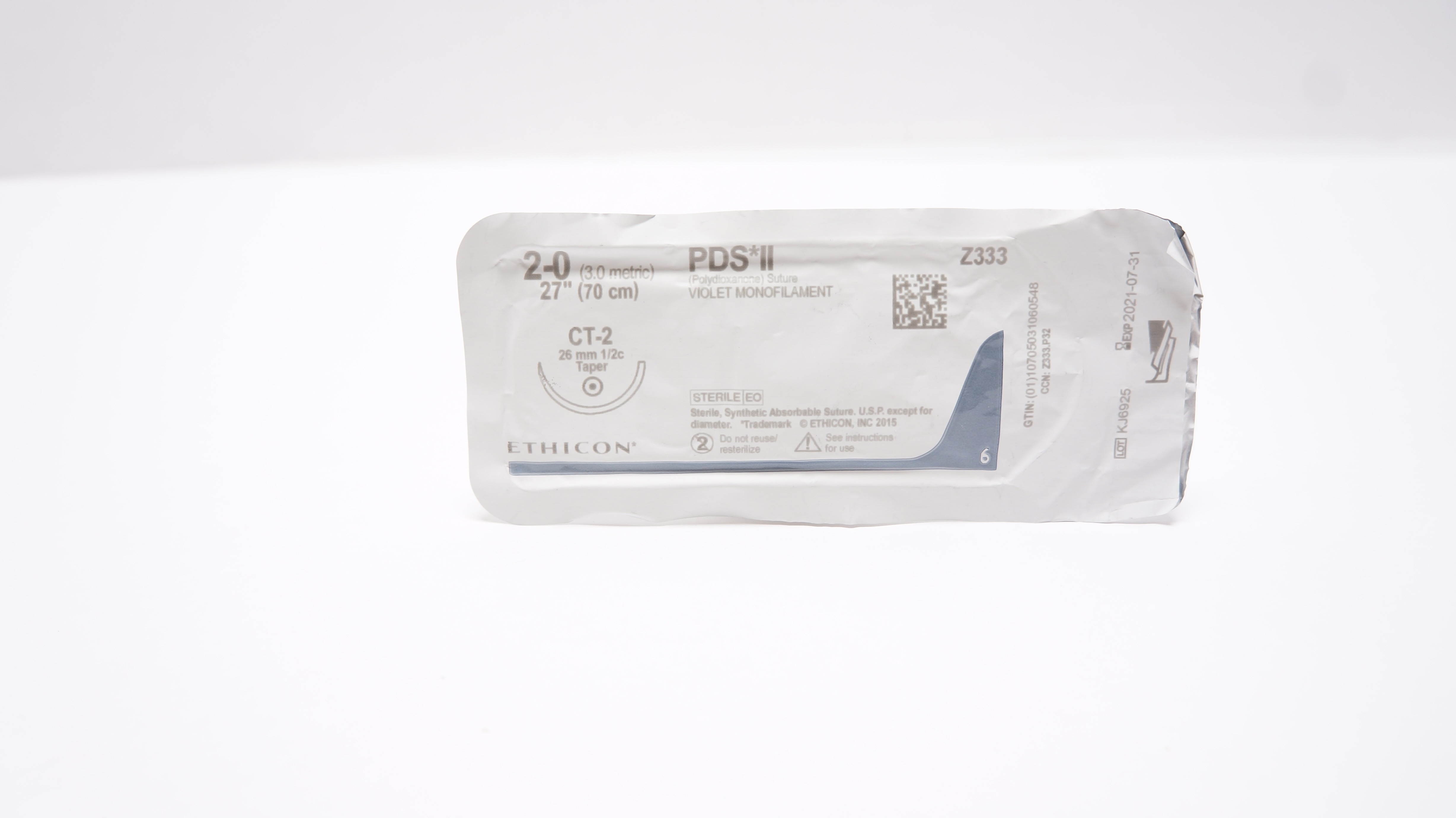 Ethicon Z333 2-0 PDS II VIOLET MONOFILAMENT CT-2 26mm 1/2c Taper, 27in. (x)