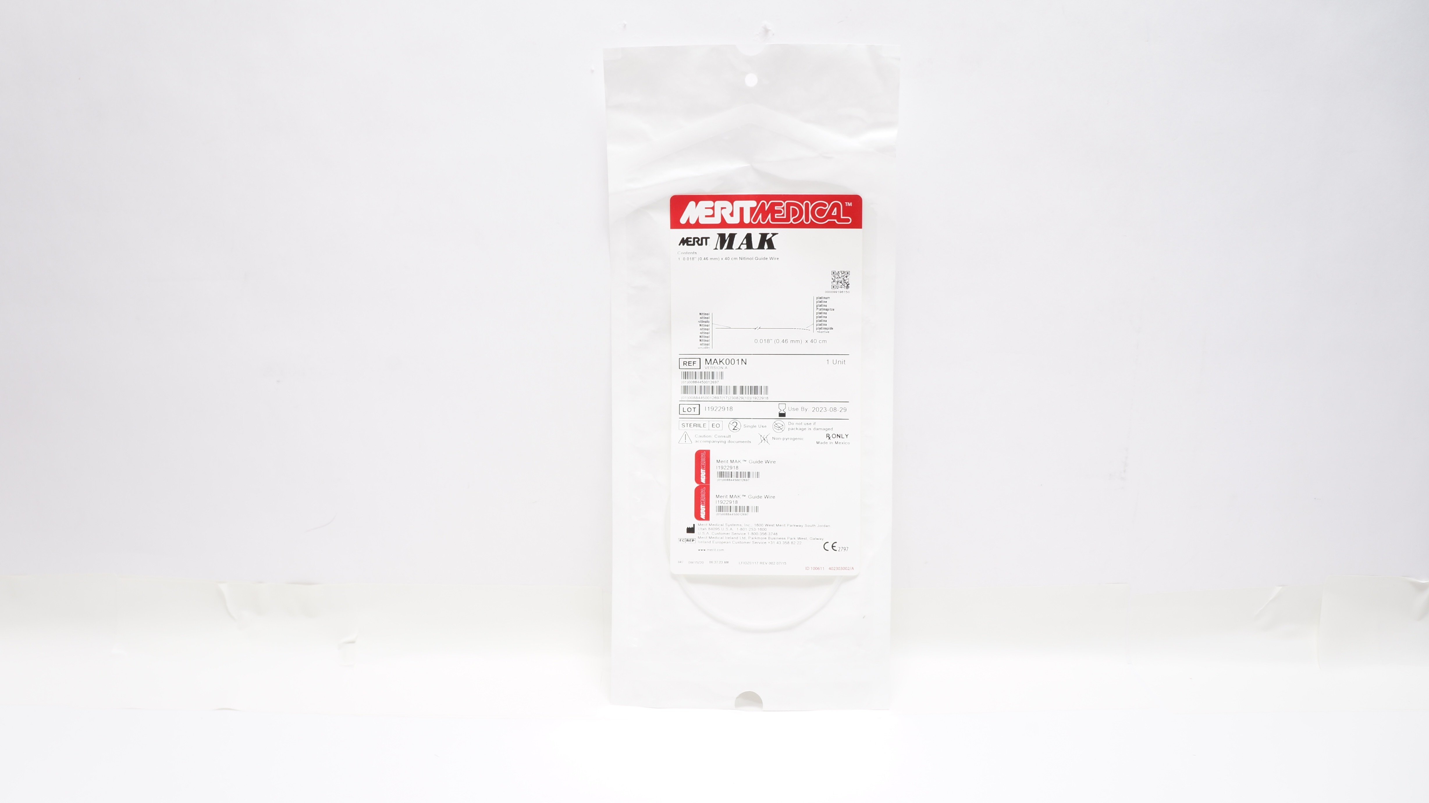 Merit Medical MAK001N Merit MAK 0.018inch x 40cm Nitinol Guide Wire (x)
