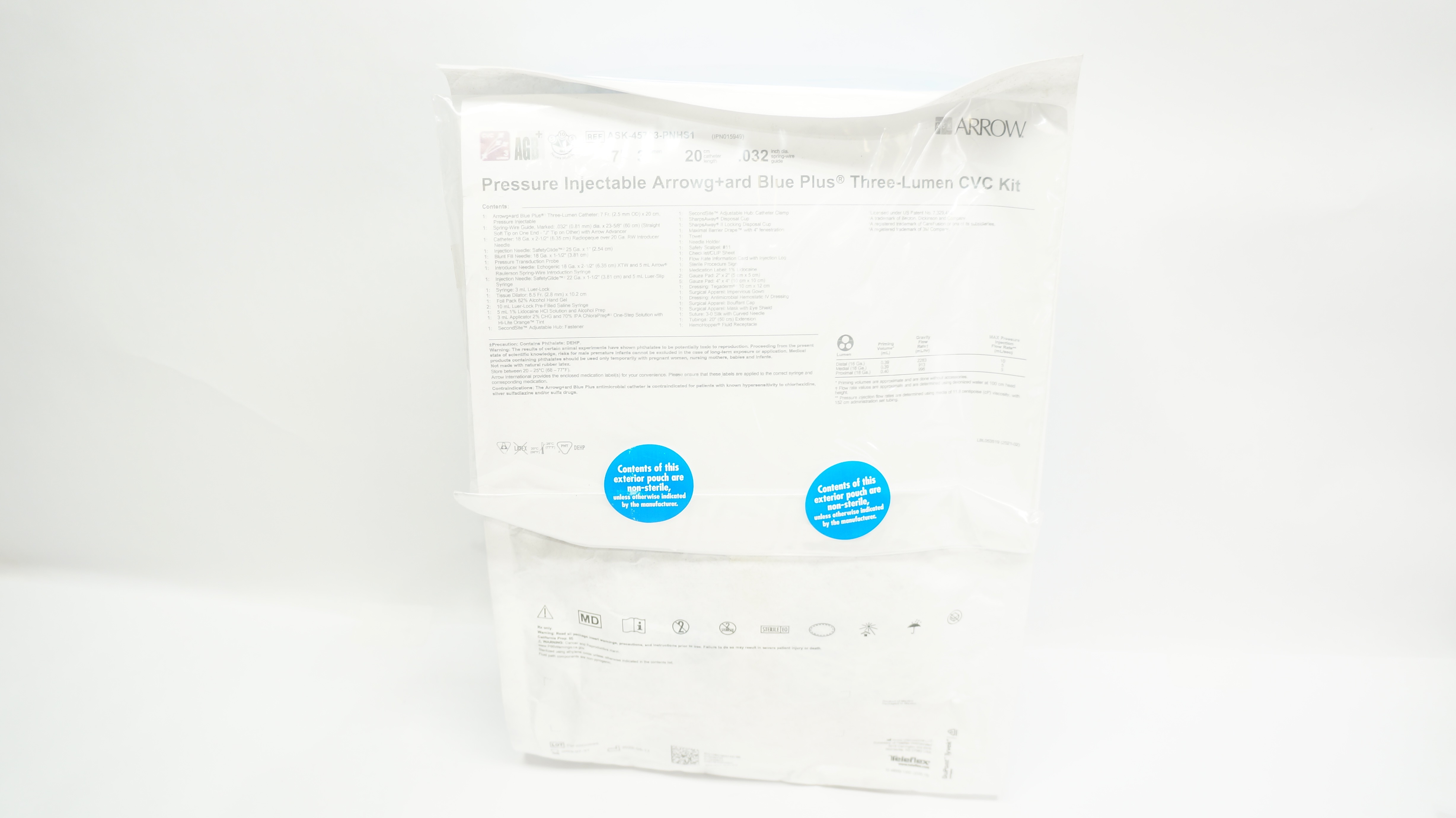 Arrow ASK-45703-PNHS1 AGB+ Multi-Lumen CVC Kit 7Fr x 20cm x .032inch (x)