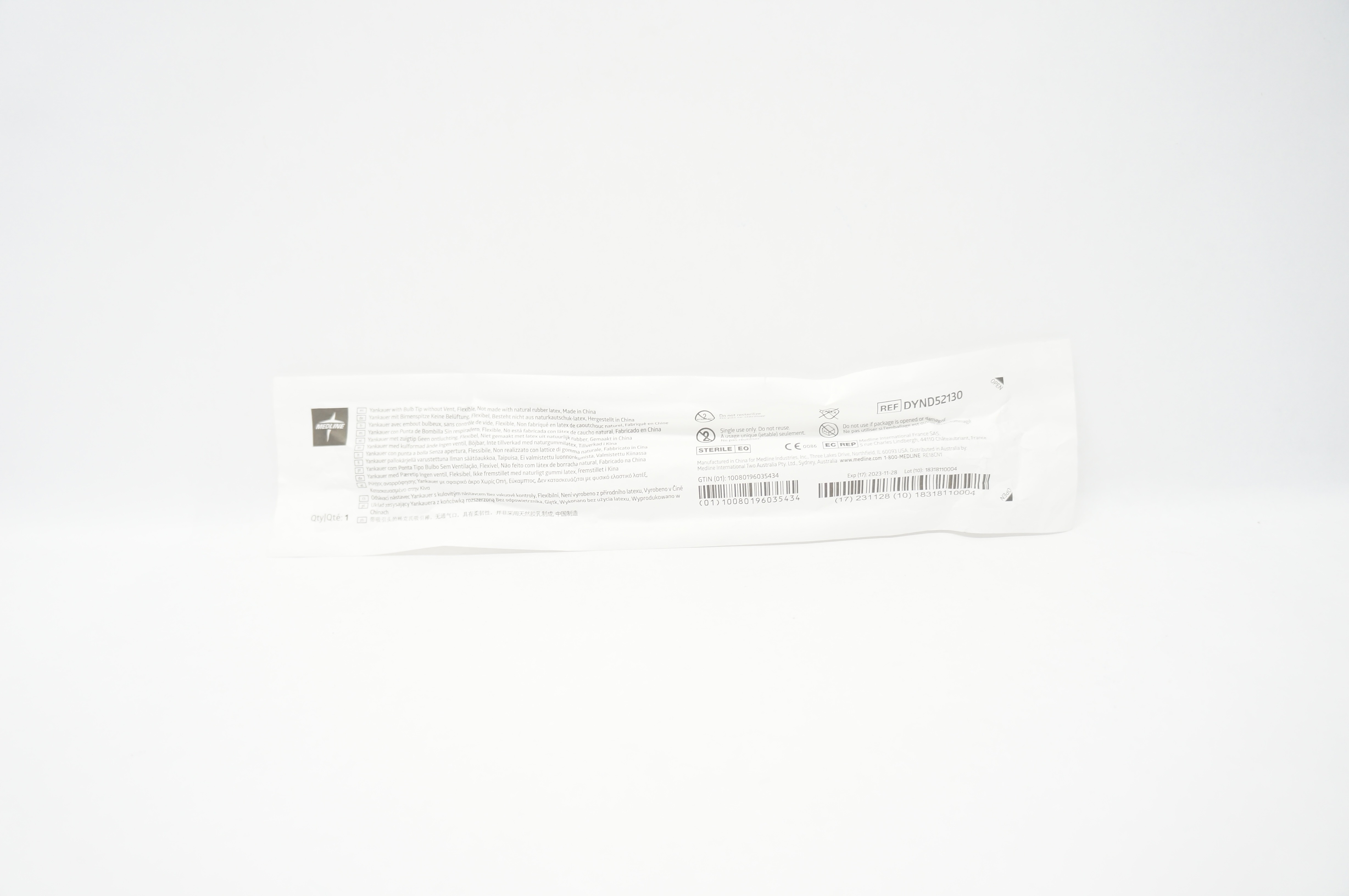 Medline DYND52130 Yankauer With Bulb Tip Without Vent, Flexible (x)