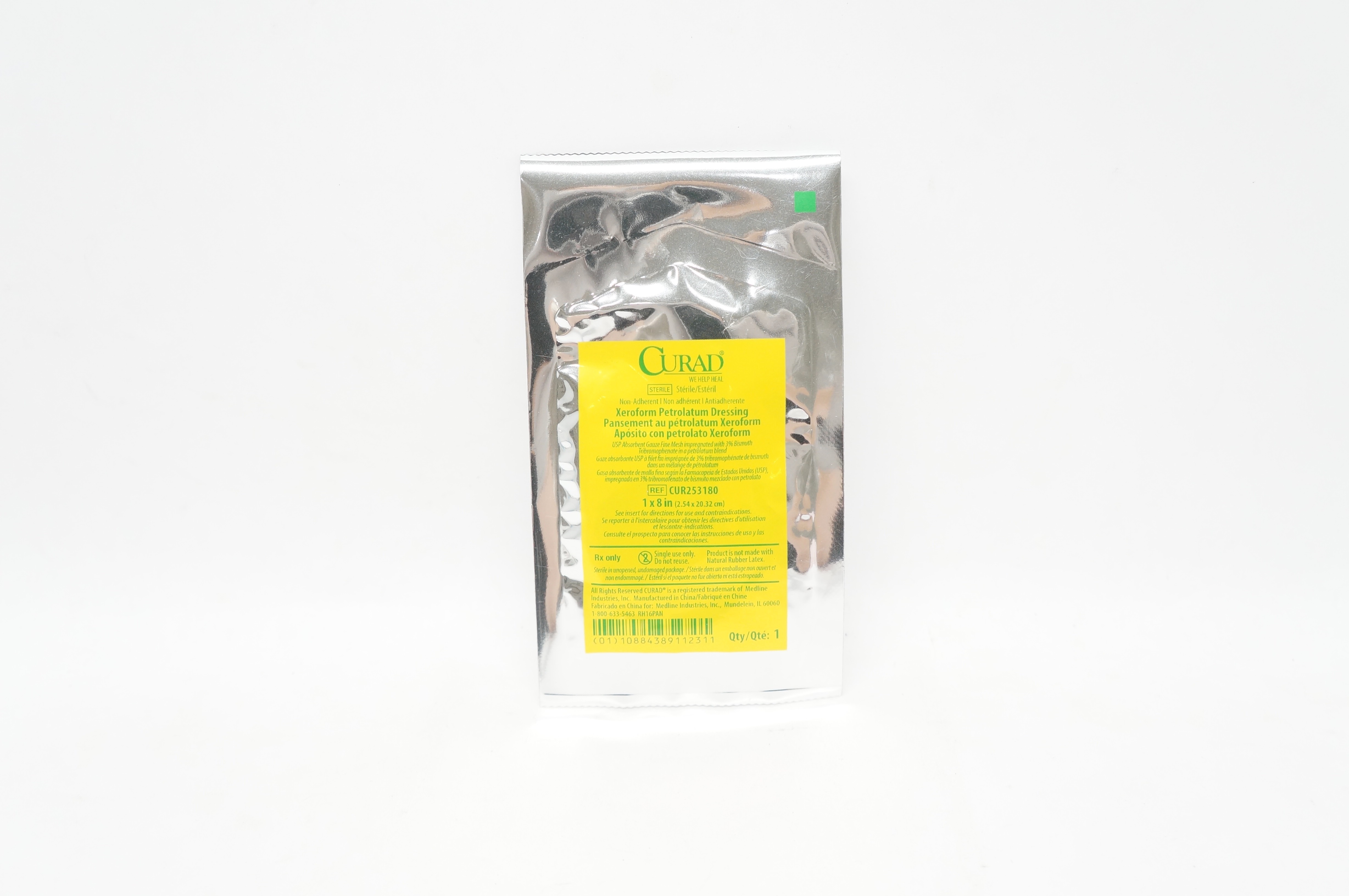 Medline CUR253180 Curad Xeroform Petrolatum Dressing 1 x 8inch