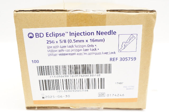 BD 305759 Eclipse Injection Ndle 25G x 5/8 - Case of 100