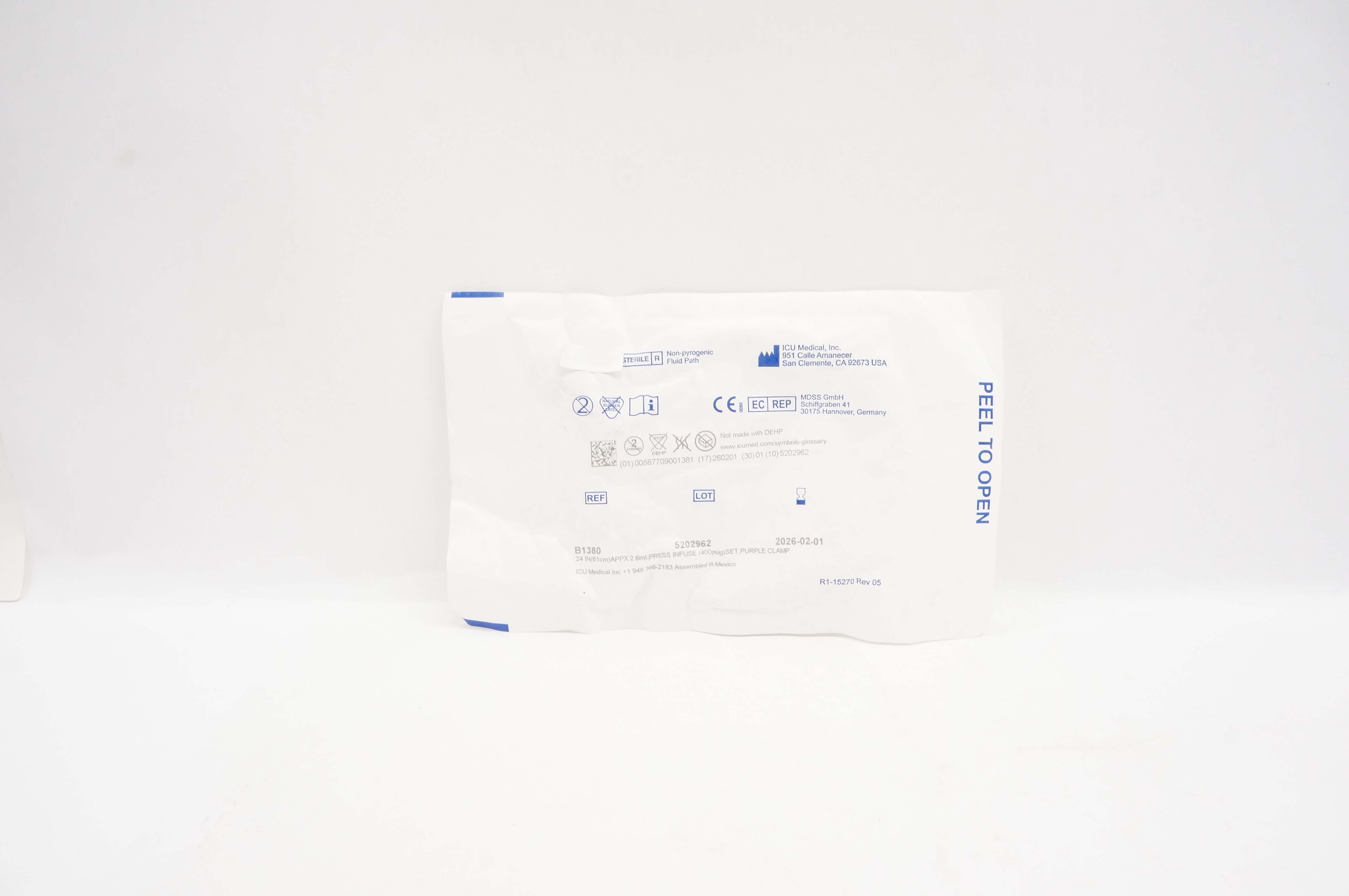 ICU Medical B1380 IV EXTENSION SET MICROBORE 24inch x 2.6ml