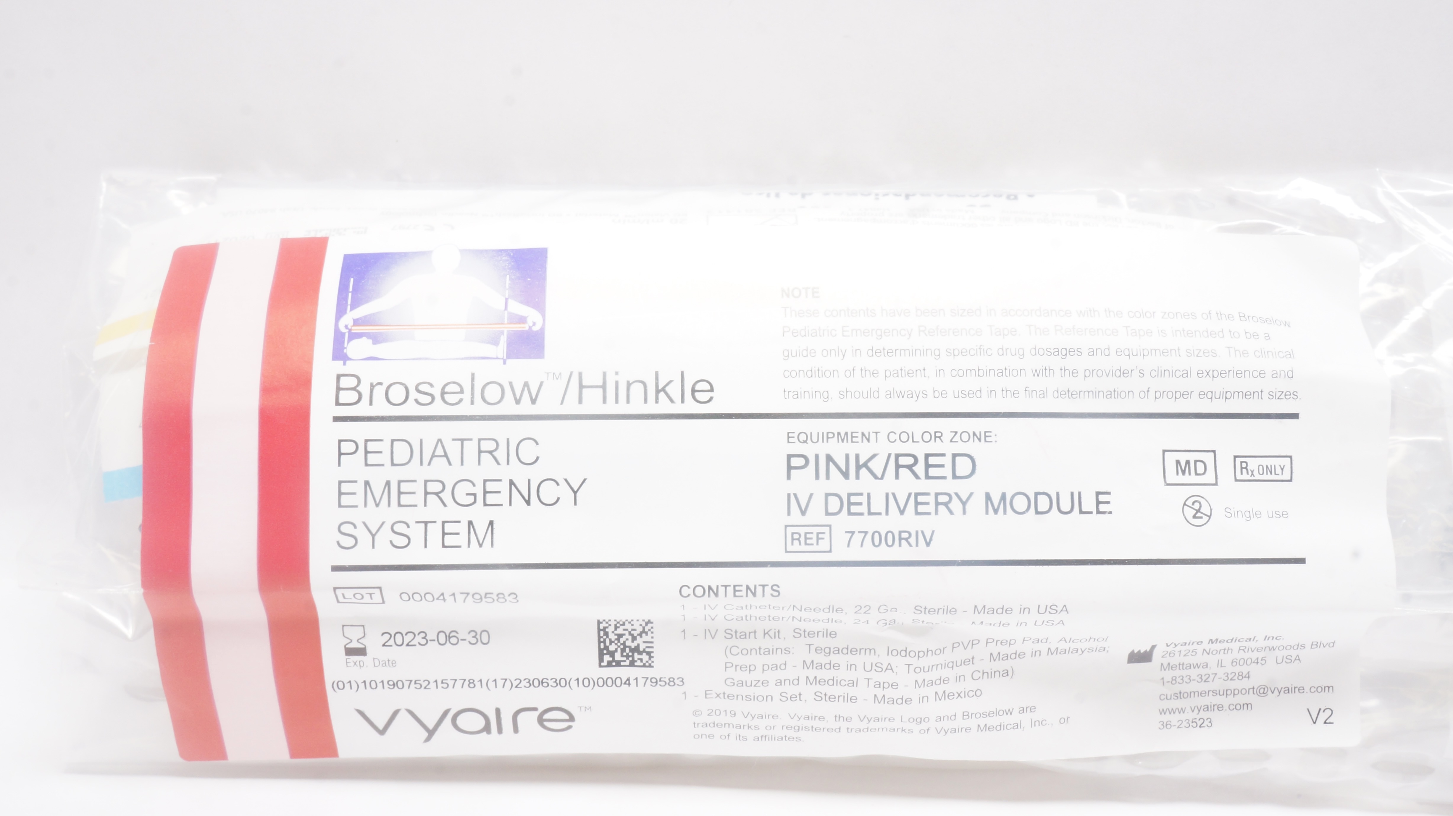 Vyaire 7700RIV Broselow/Hinkle Pediatric Emergency System Pink/Red (x)