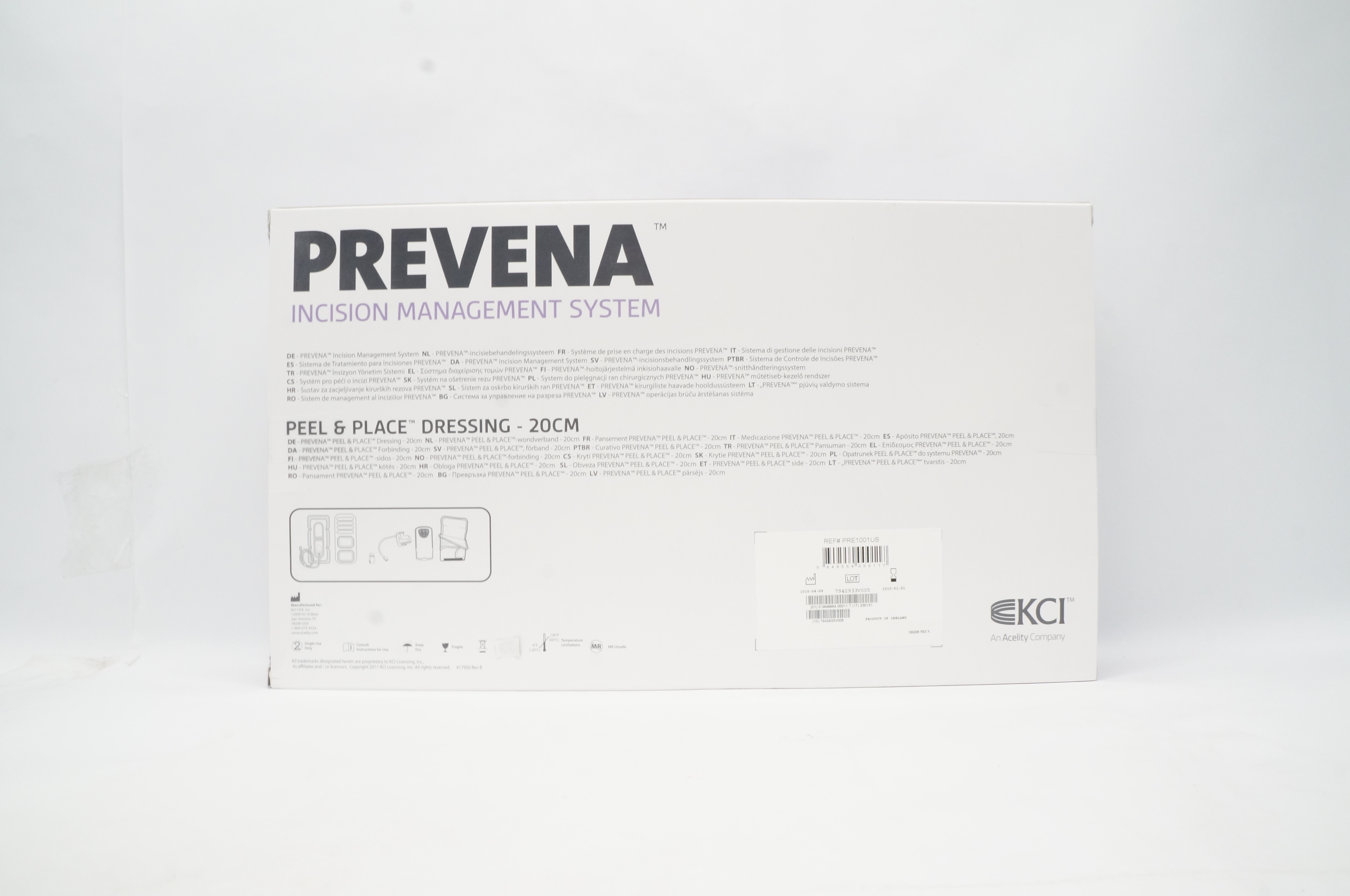 KCI PRE1001US Prevena Incision Management System Peel & Place Dressing 20cm