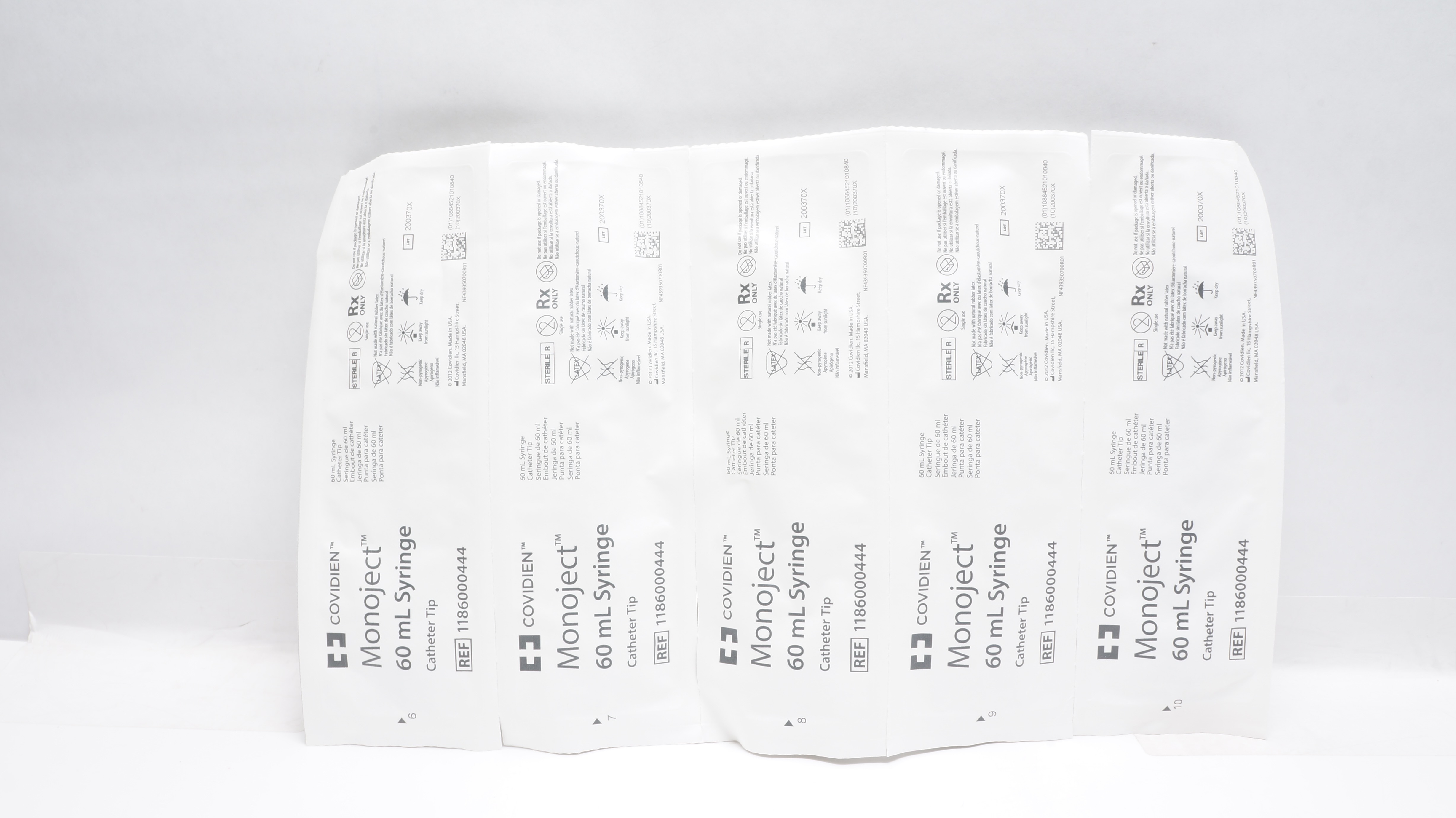 Covidien 1186000444 Monoject 60mL Syringe Cath. Tip - Pack of 5