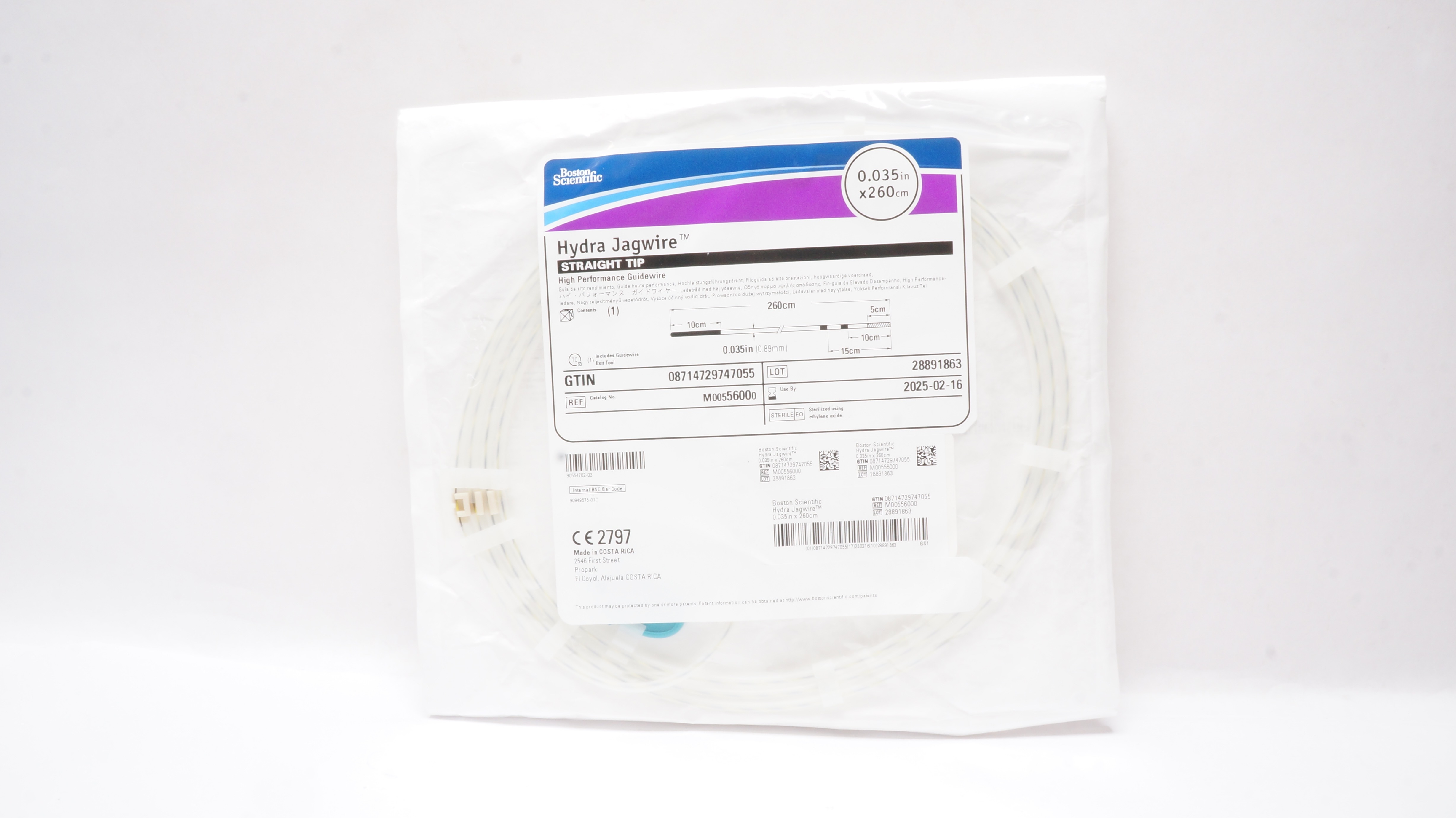 Boston Scientific 5600 Hydra Jagwire Straight Tip, 0.035inch x 260cm