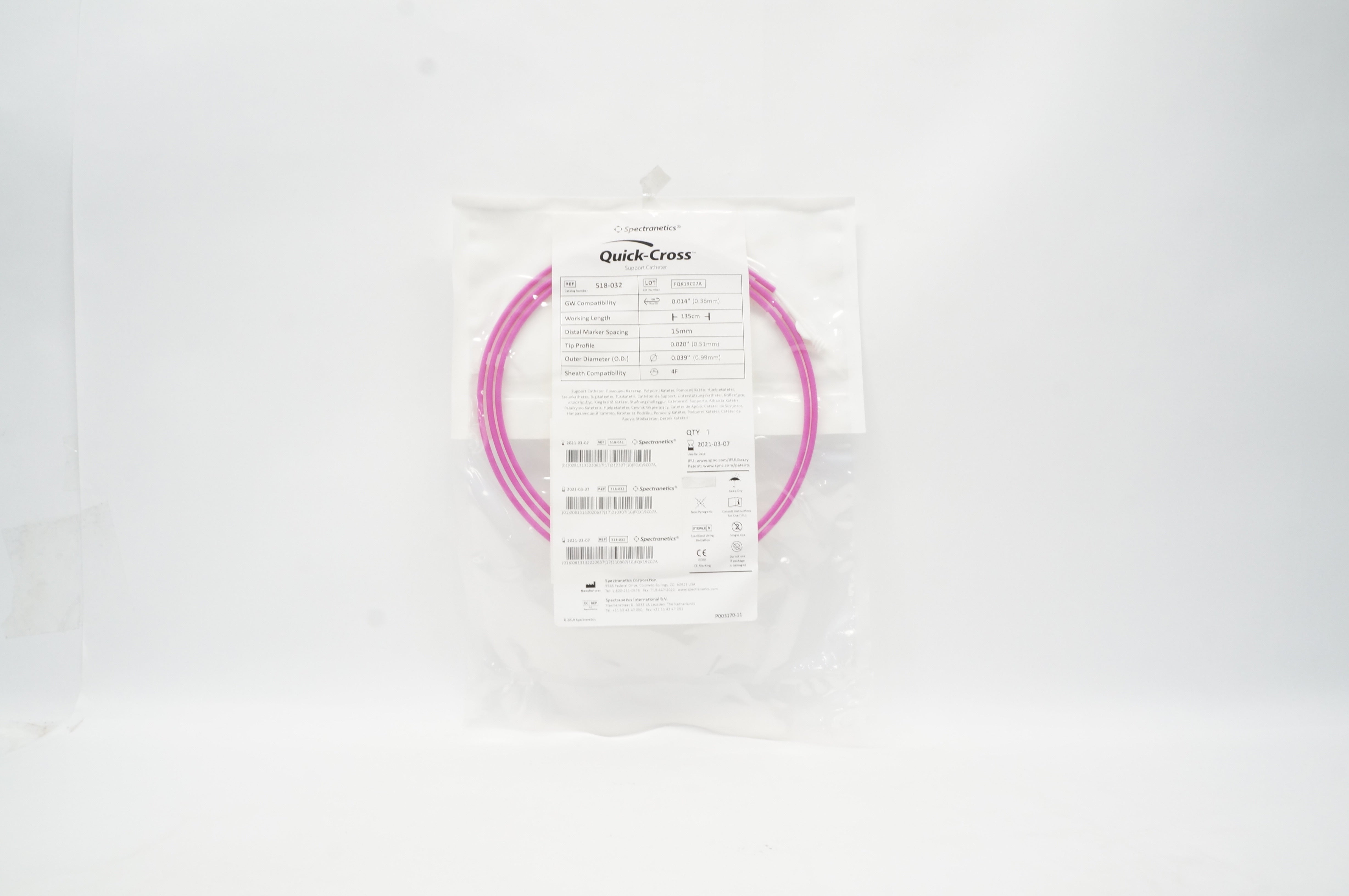 Spectranetics 518-032 Quick-Cross Support Cath. 0.014inch x 135cm (x)