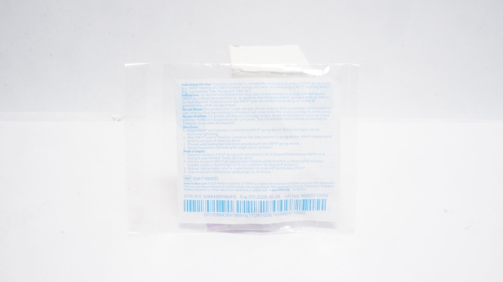 Medline ENFIT1000TC ENFit Transition Connector Purple