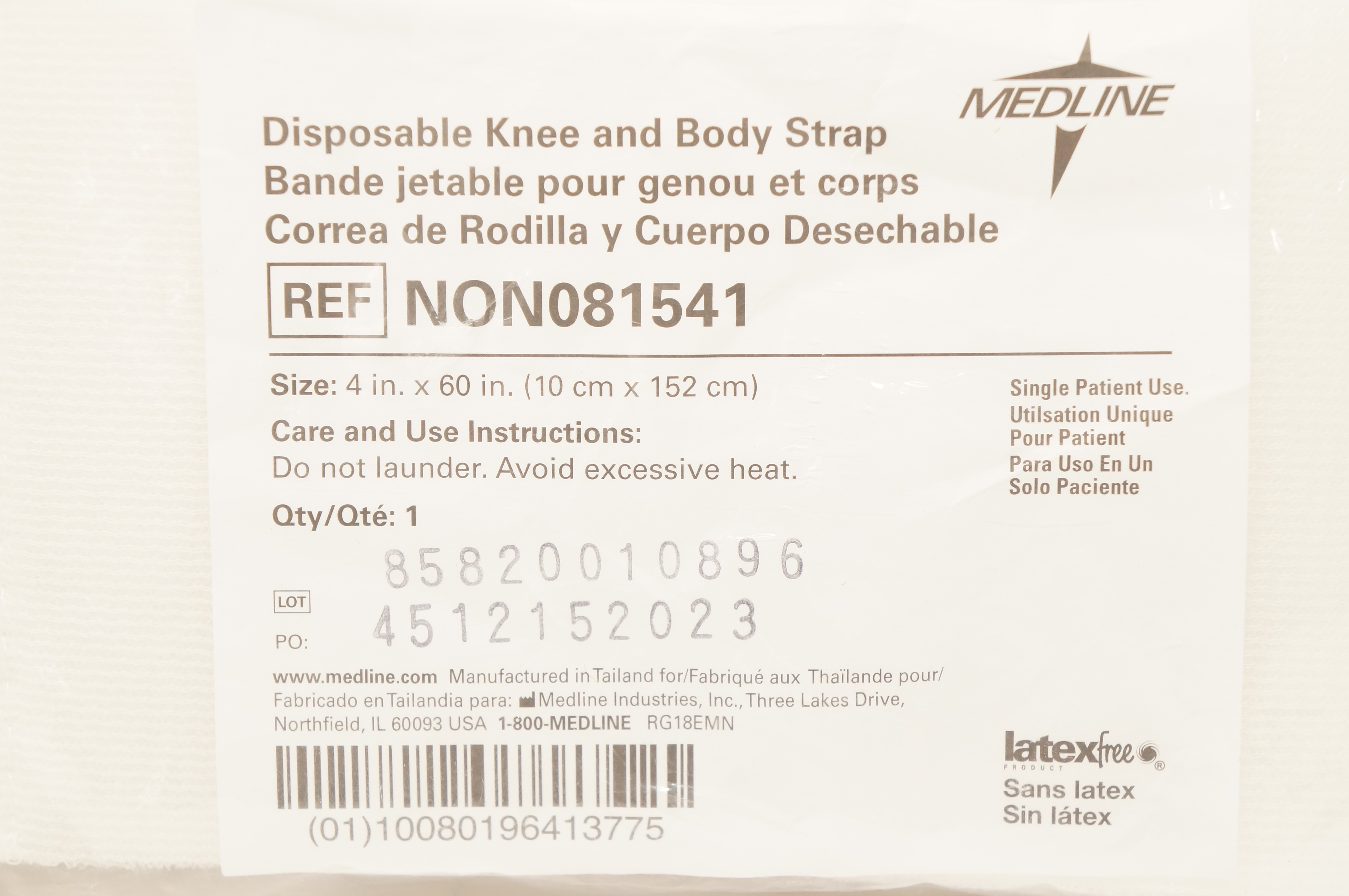 Medline NON081541 Disposable Knee and Body Strap, 4 inch x 60 inch