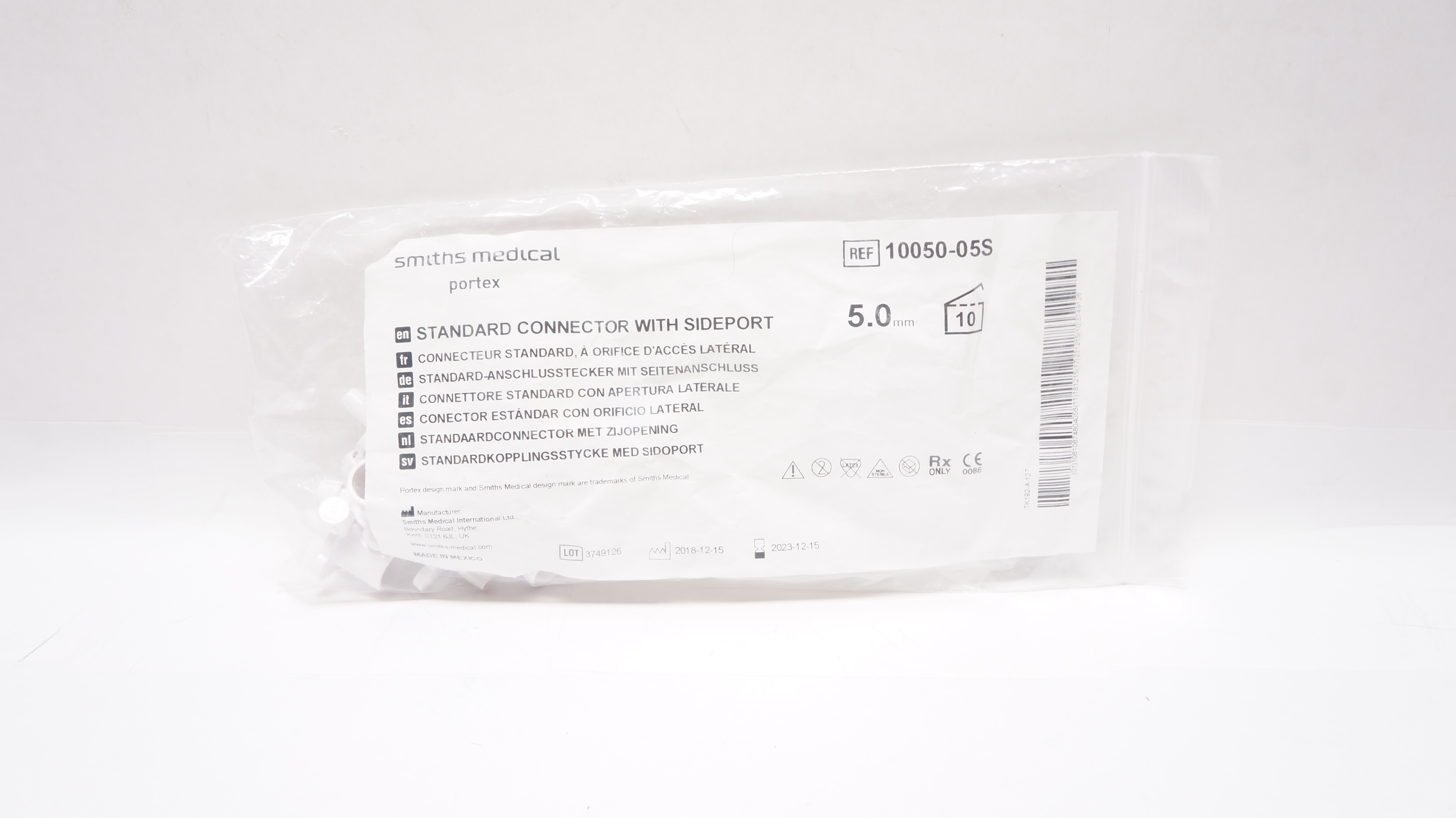 Smiths Medical 10050-05S Standard Connector w/Sideport 5.0mm (x) - Pack of 10