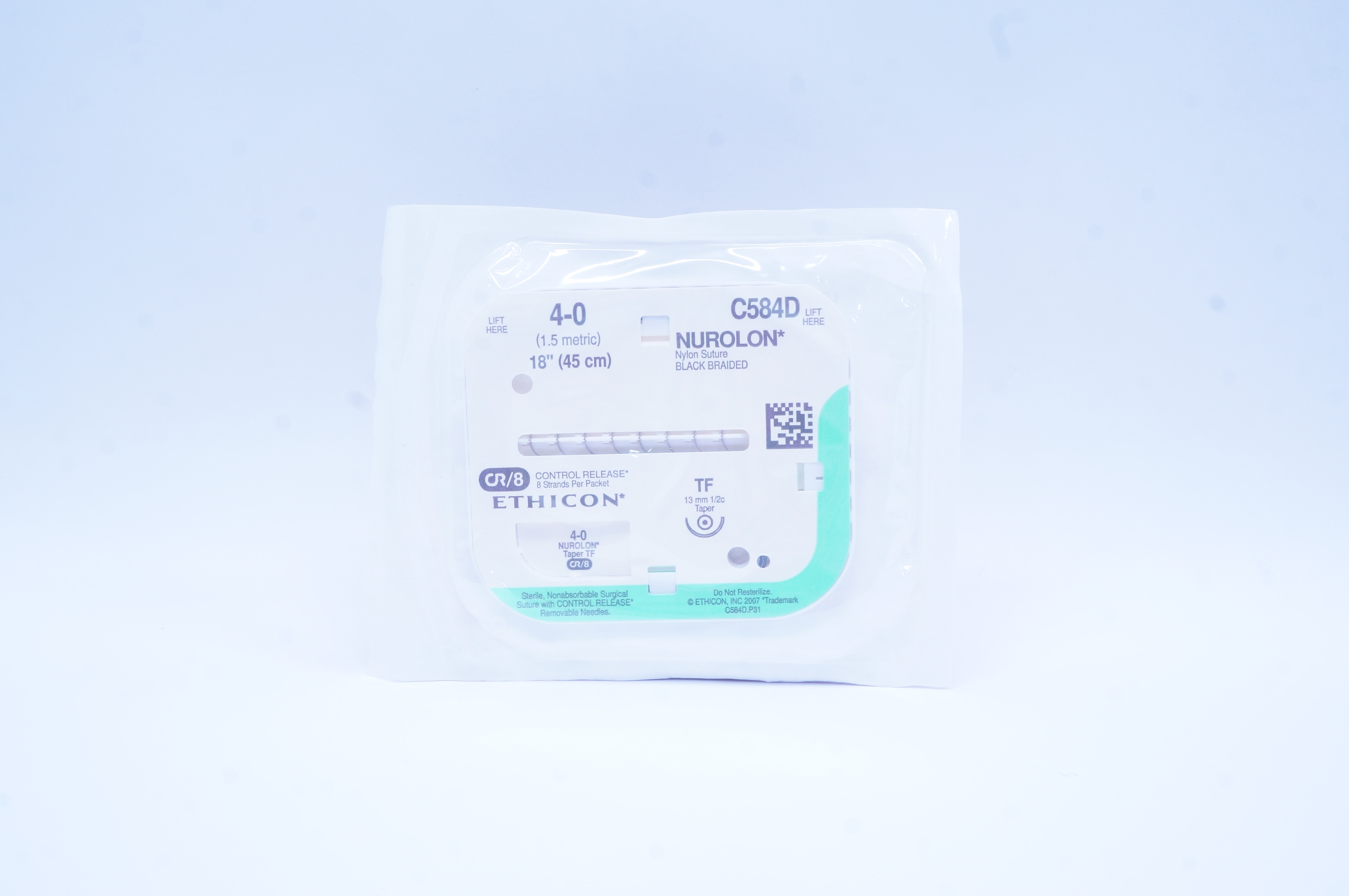 Ethicon C584D 4-0 Nurolon Nylon Stre TF 13mm 1/2c Taper 18 inch CR/8