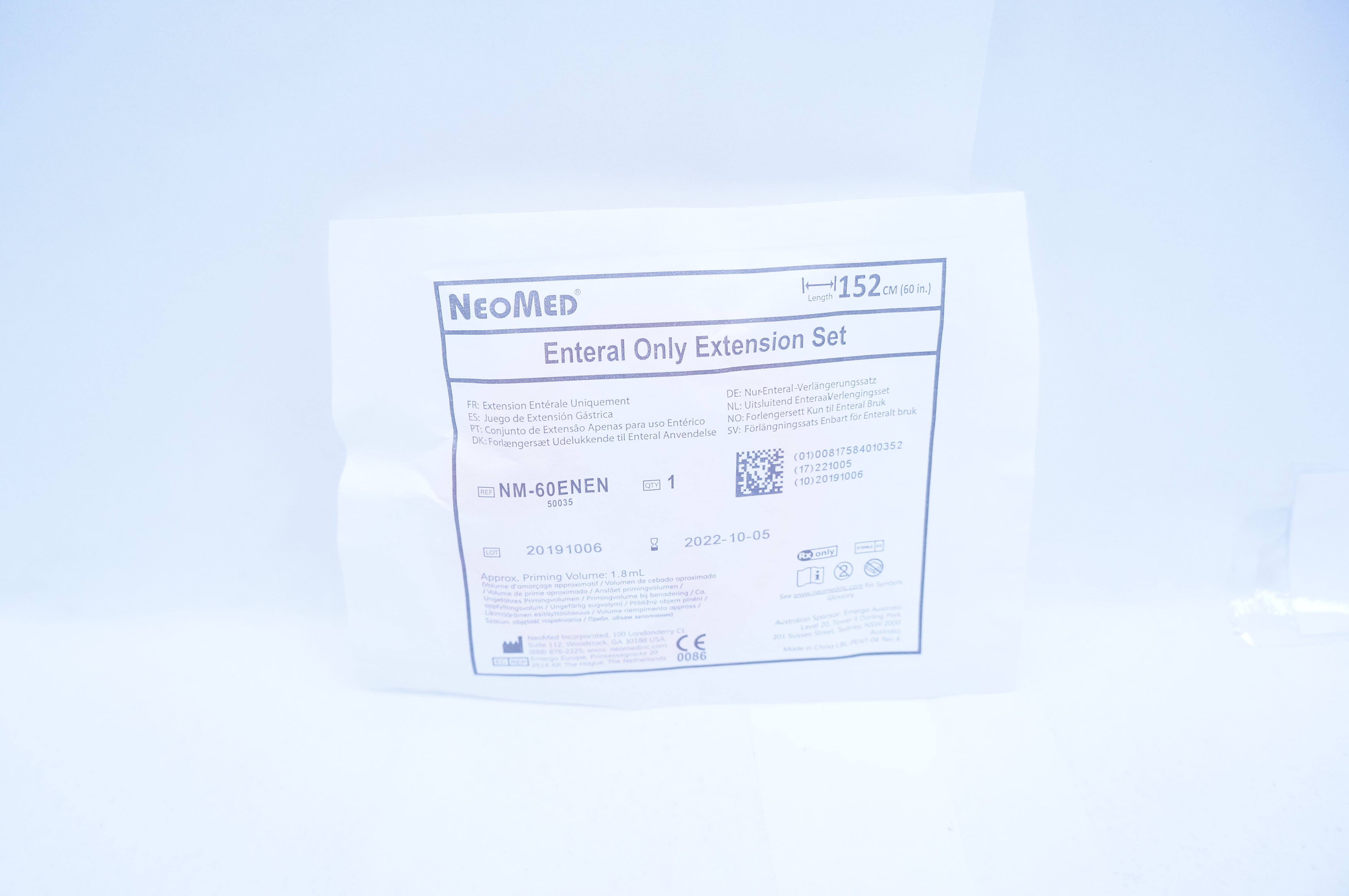 NeoMed NM-60ENEN Enteral Only Extension Set 60inch