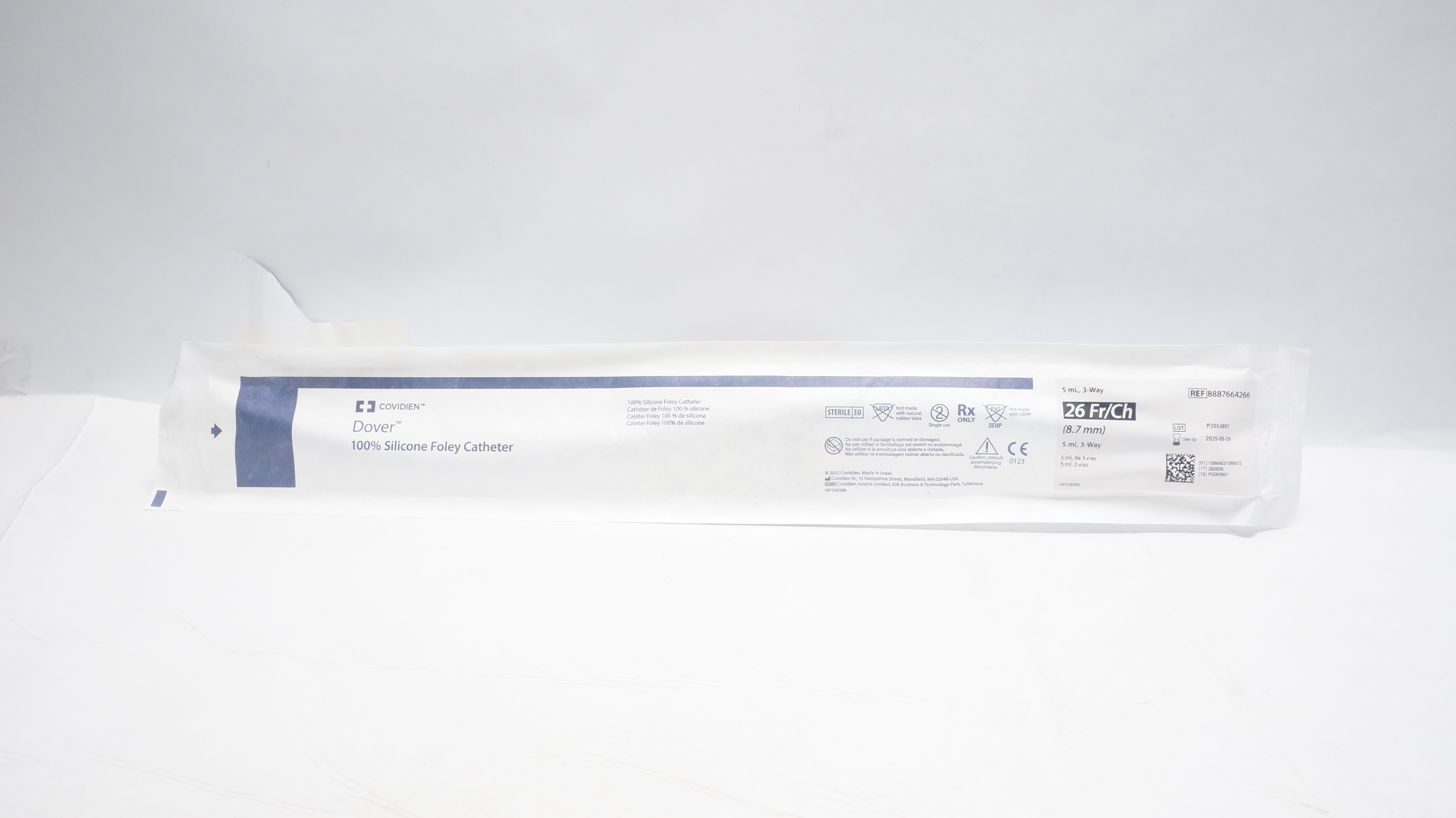 Covidien 8887664266 Dover 100% Silicone Foley Cath. 5mL, 3-Way 26Fr/Ch