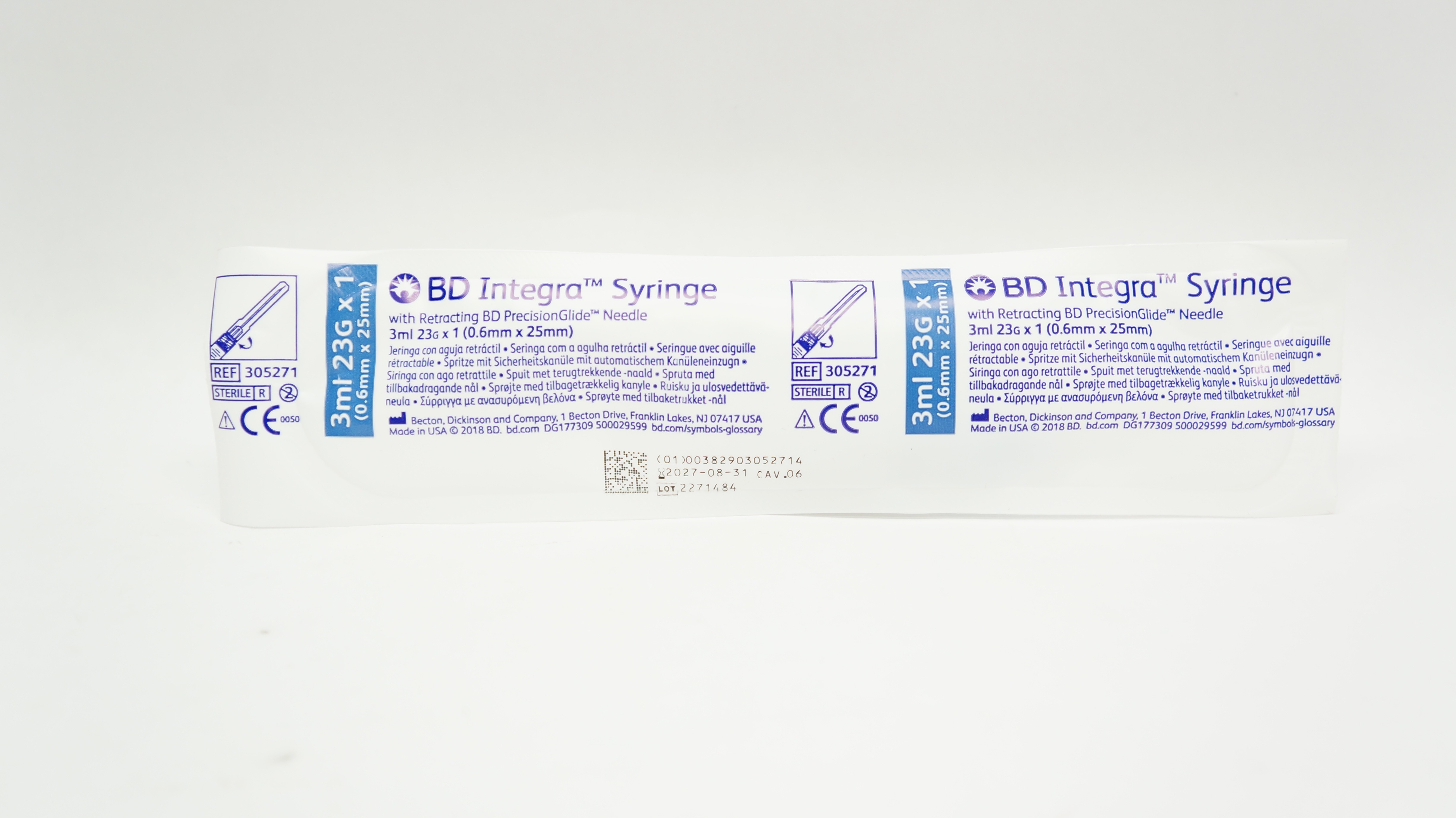 BD 305271 Integra Syringe with Retracting PrecisionGlide Ndle 3ml 23G x 1