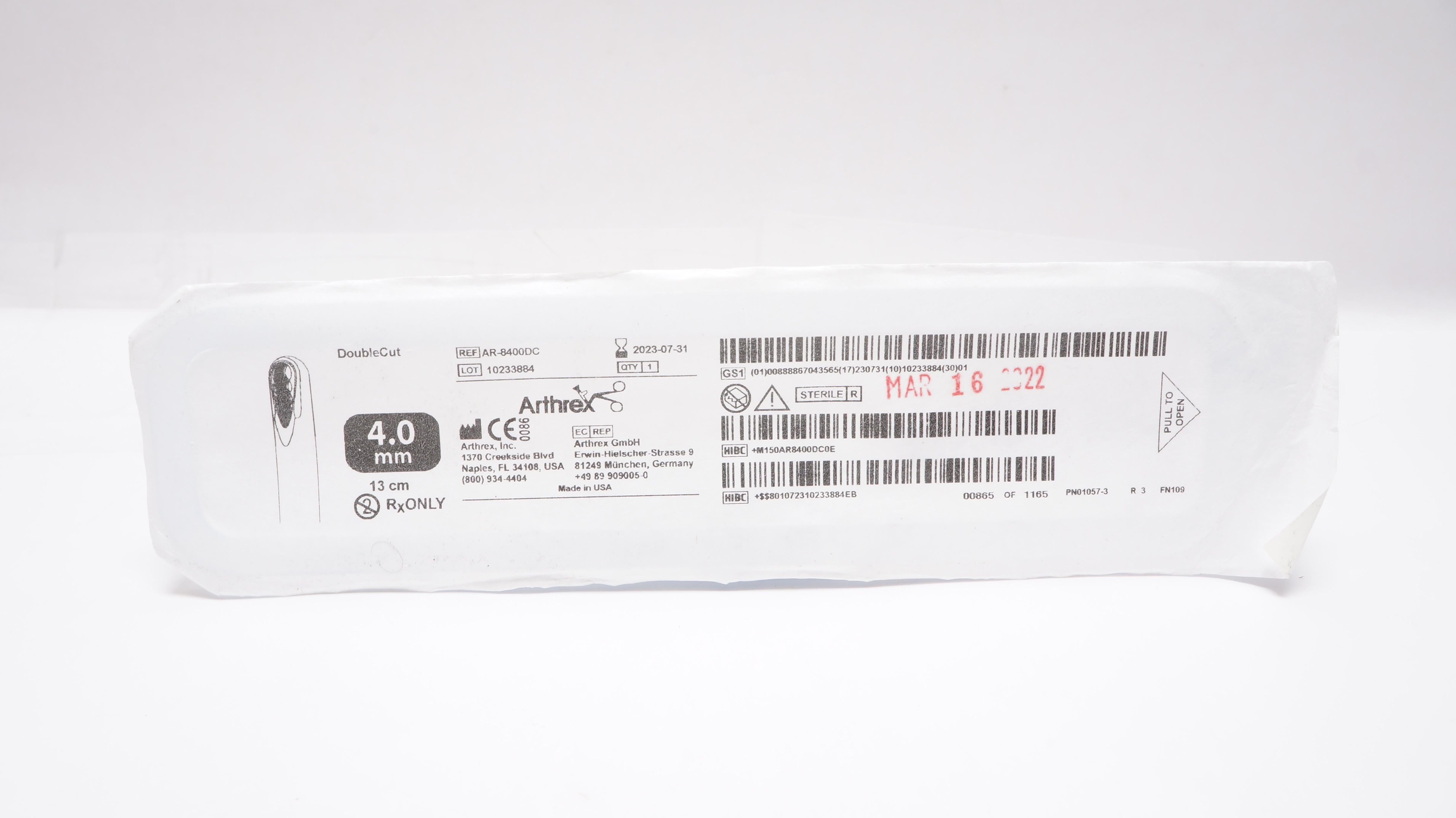 Arthrex AR-8400DC Doublecut, 4.0 mm x 13 cm (x)