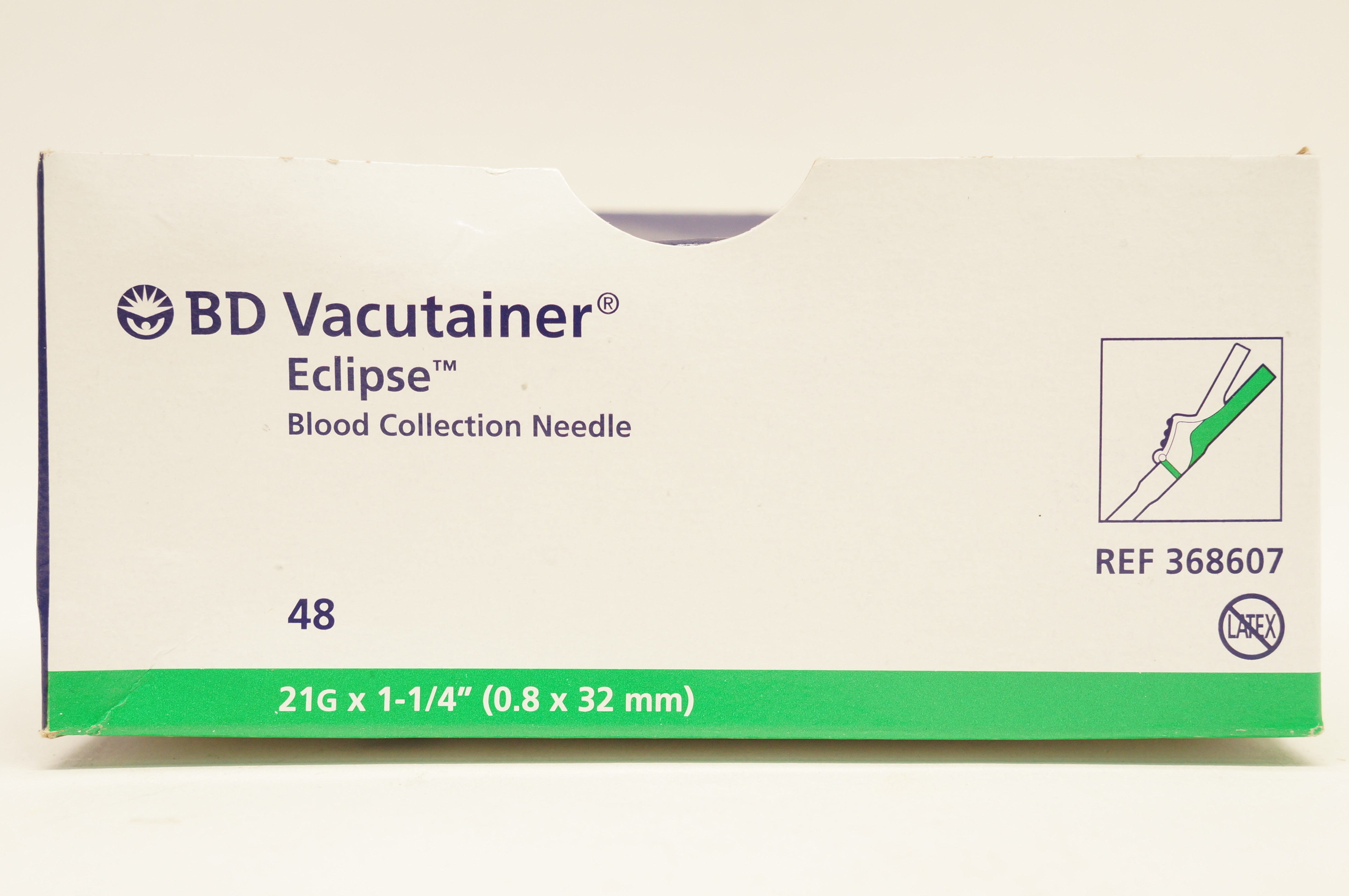 BD 368607 Vacutainer Eclipse Blood Collection Ndle 21G x 1-1/4inch- Box of 48(x)
