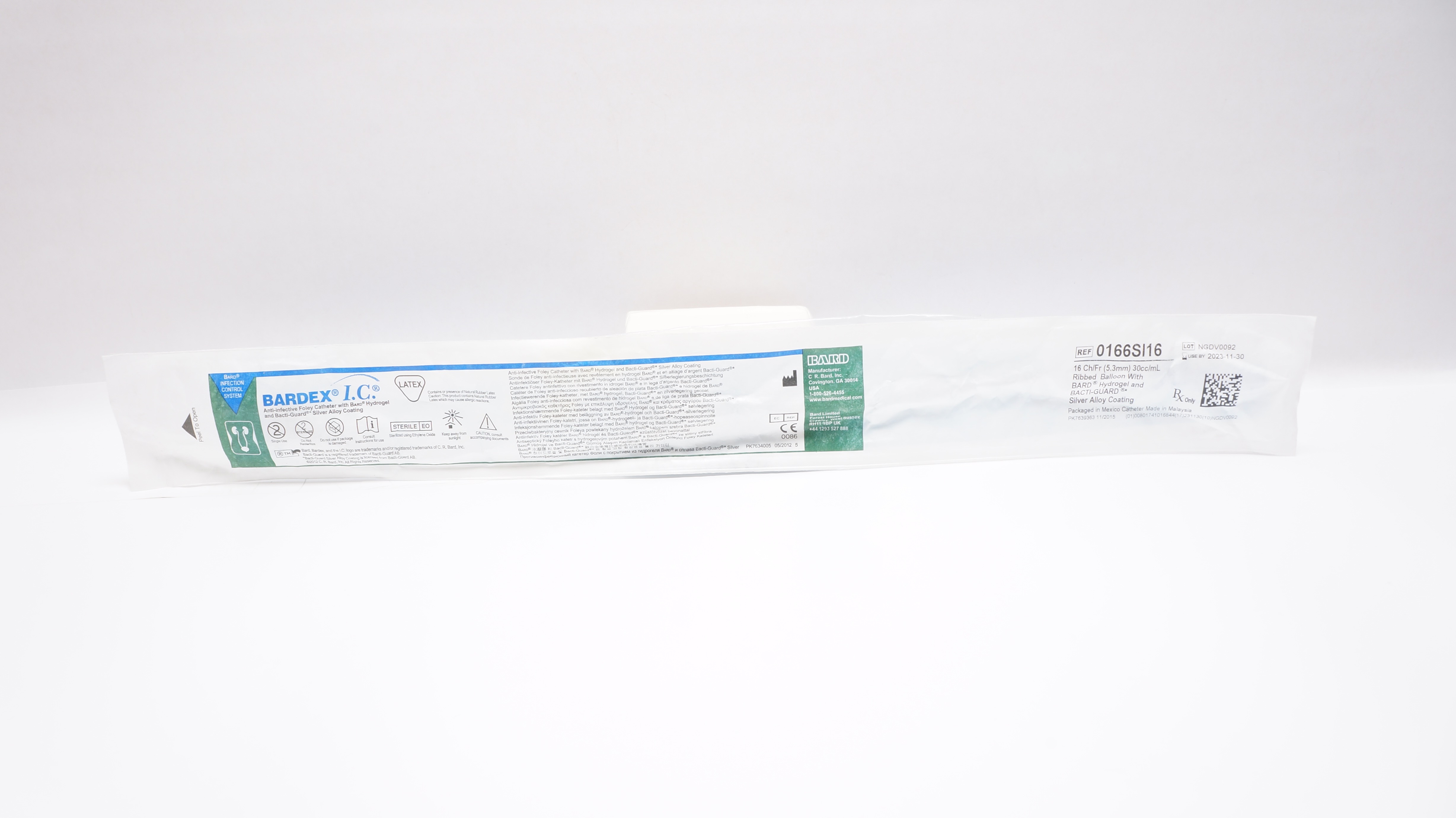 Bard 0166SI16 Bardex I.C. Anti-Infective Foley Cath. 16Ch/Fr 30cc/mL Balloon (x)