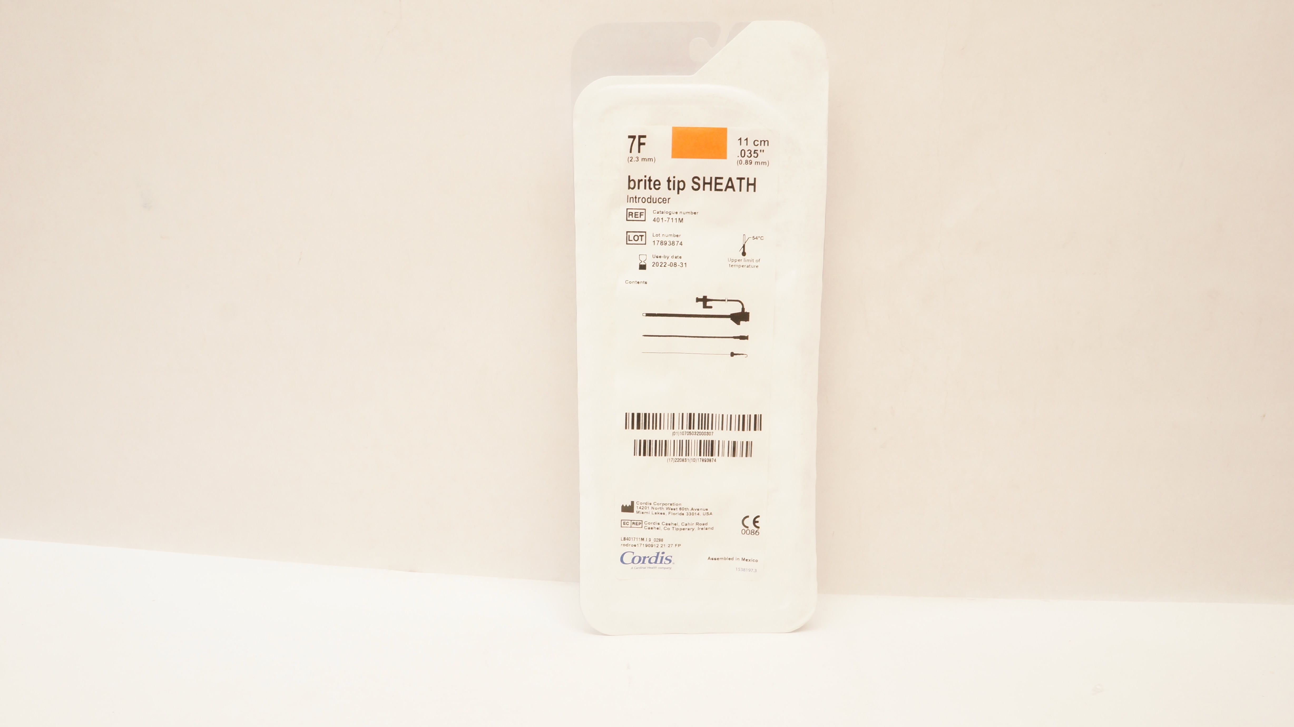 Cordis 401-711M Brite Tip Sheath Introducer 7F x 11cm x .035inch (x)
