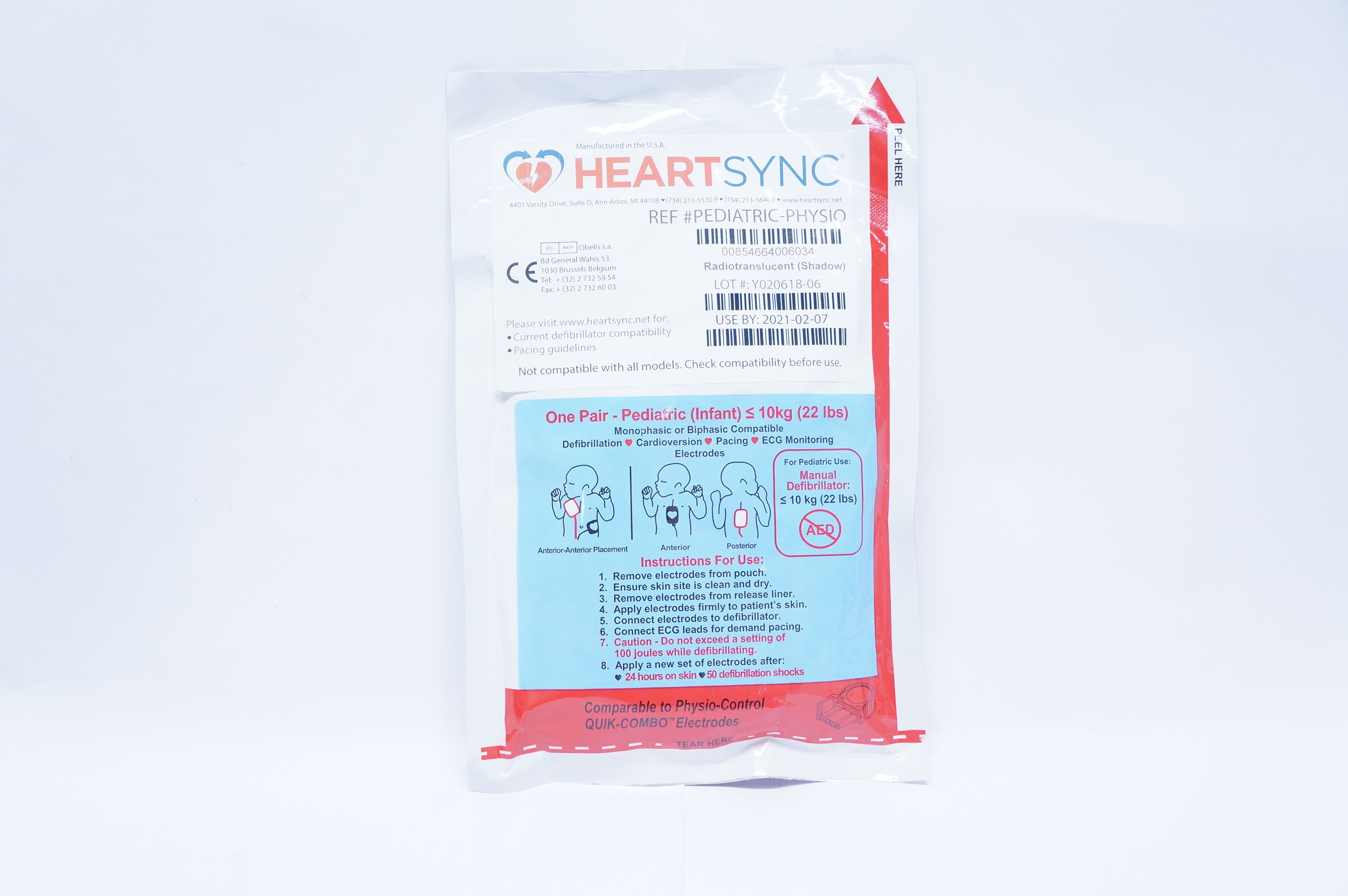 HeartSync PEDIATRIC-PHYSIO One Pair Pediatric (Infant) ECG Monitoring Electrodes