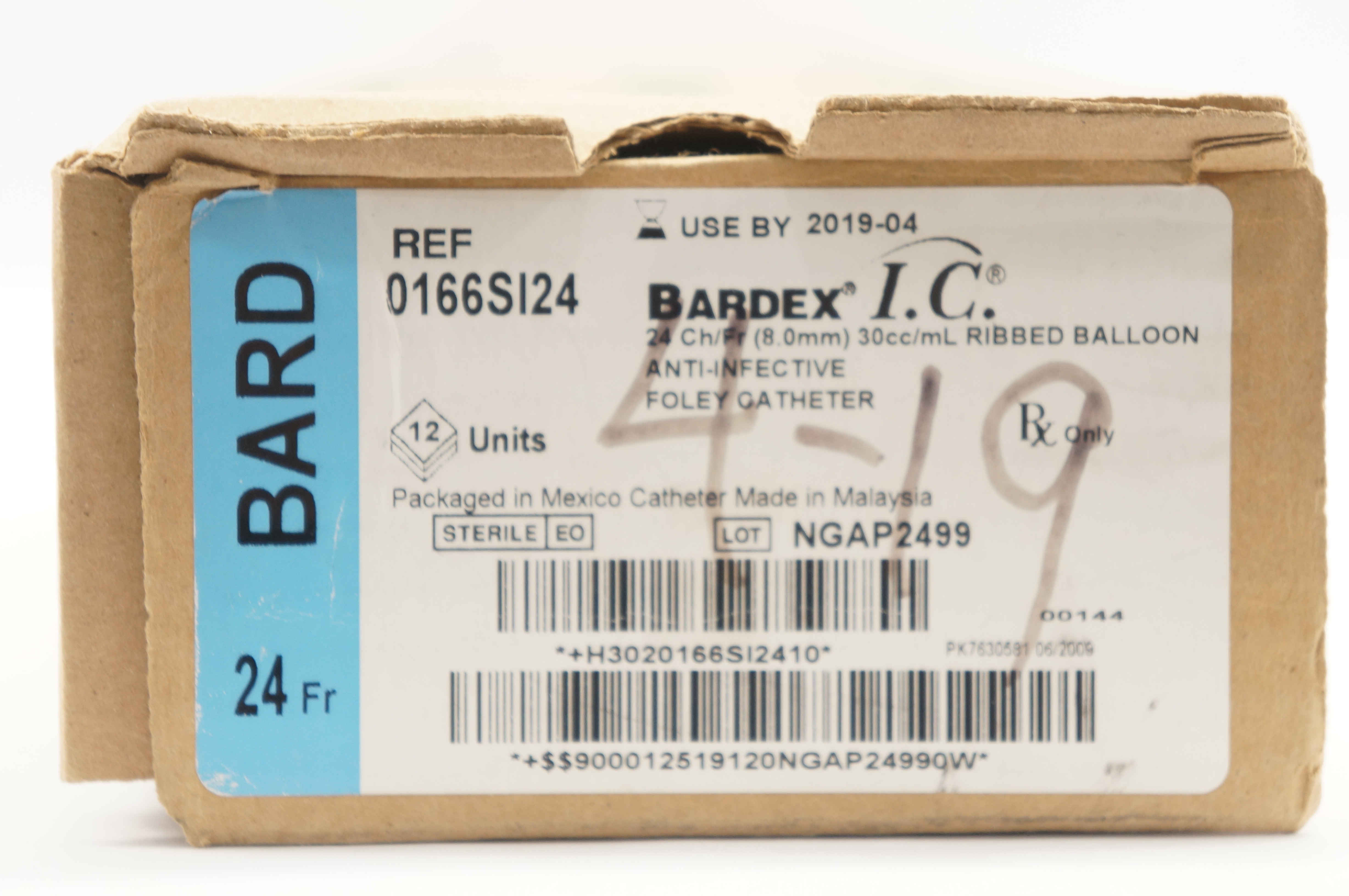 Bard 0166SI24 Bardex I.C. Anti-Infective Foley Cath. 24Ch/Frx30cc/mL-Boxof 12(x)
