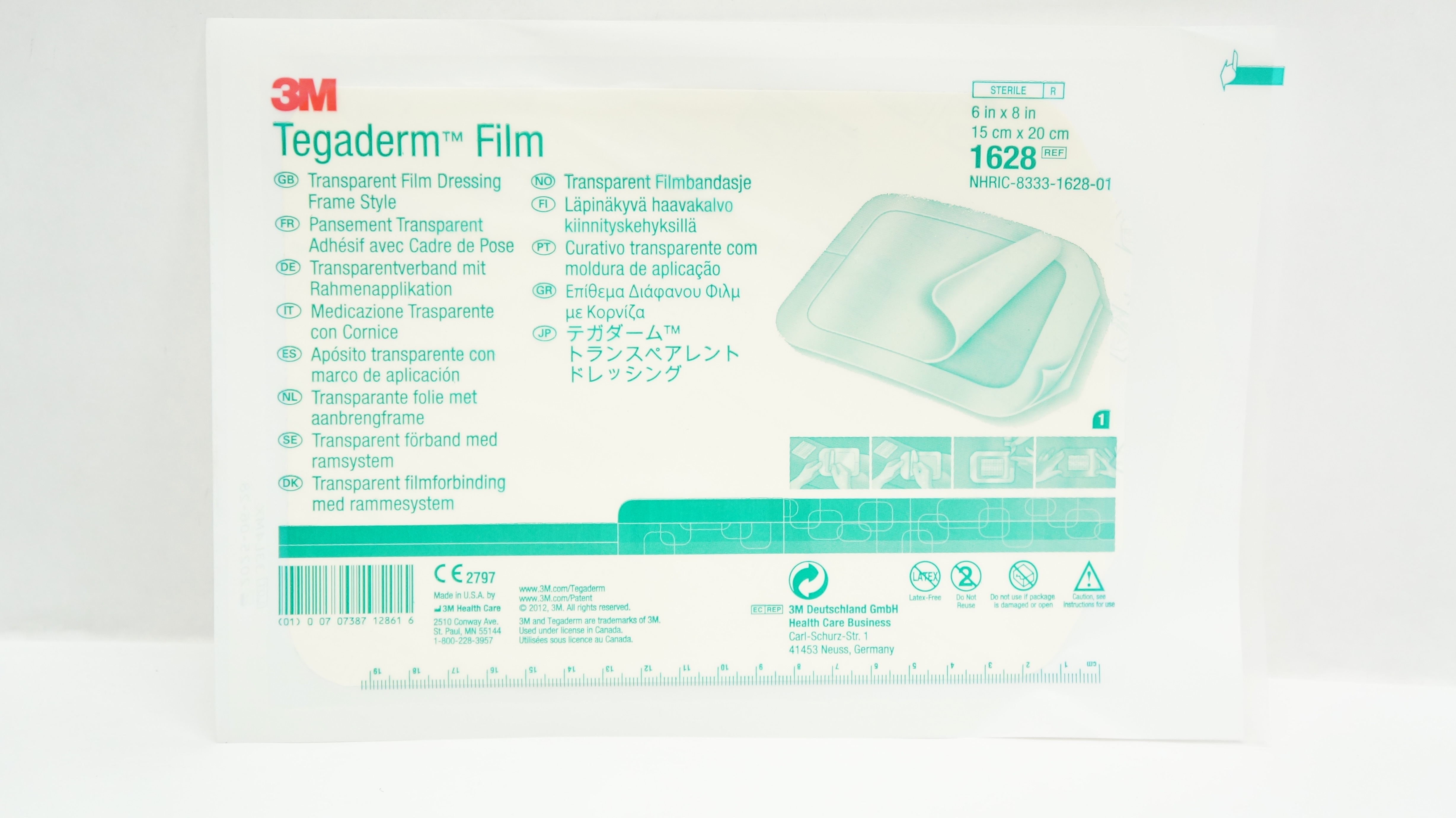 3M 1628 Tegaderm Transparent Film Dressing Frame Style, 6inch x 8inch