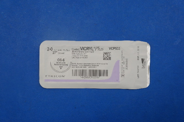 Ethicon VCP533 VICRYL Plus, OS-6 36mm 1/2c Reverse Cutting, 27