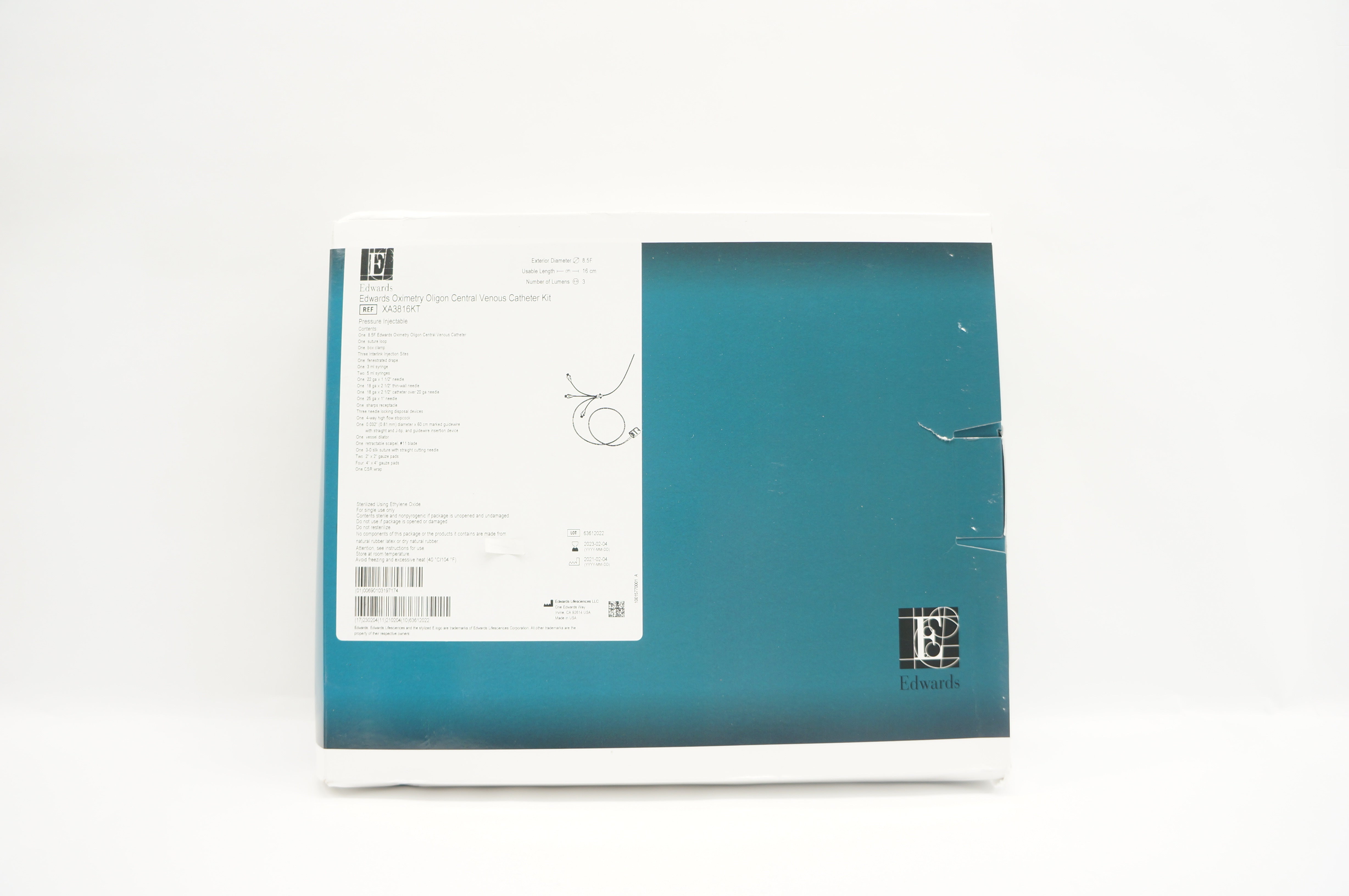 Edwards Lifesciences XA3816KT Oximetry Oligon Central Venous Cath. Kit 8.5F x 16cm