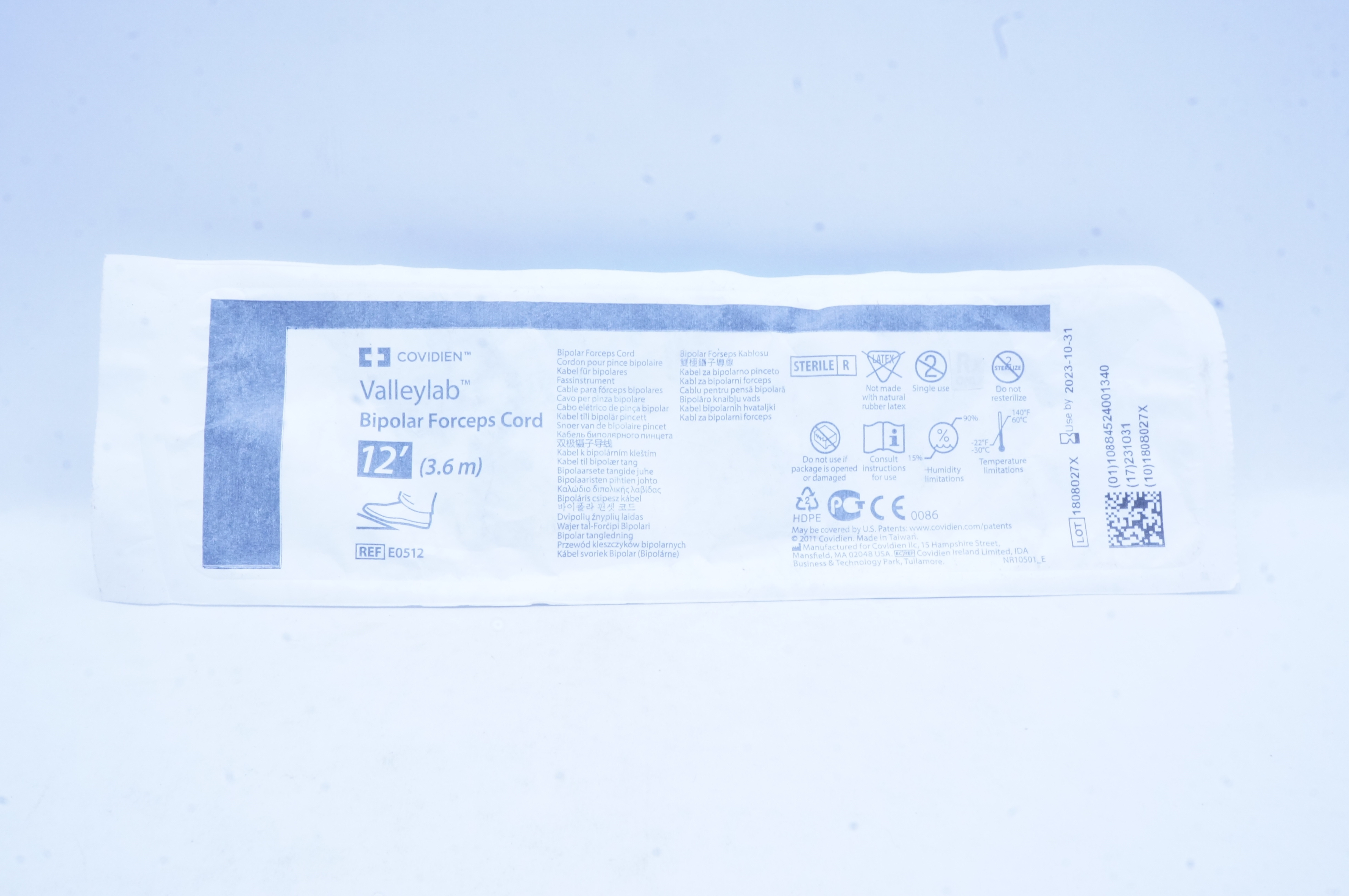 Covidien E0512 Valleylab Bipolar Forceps Cord 12 F