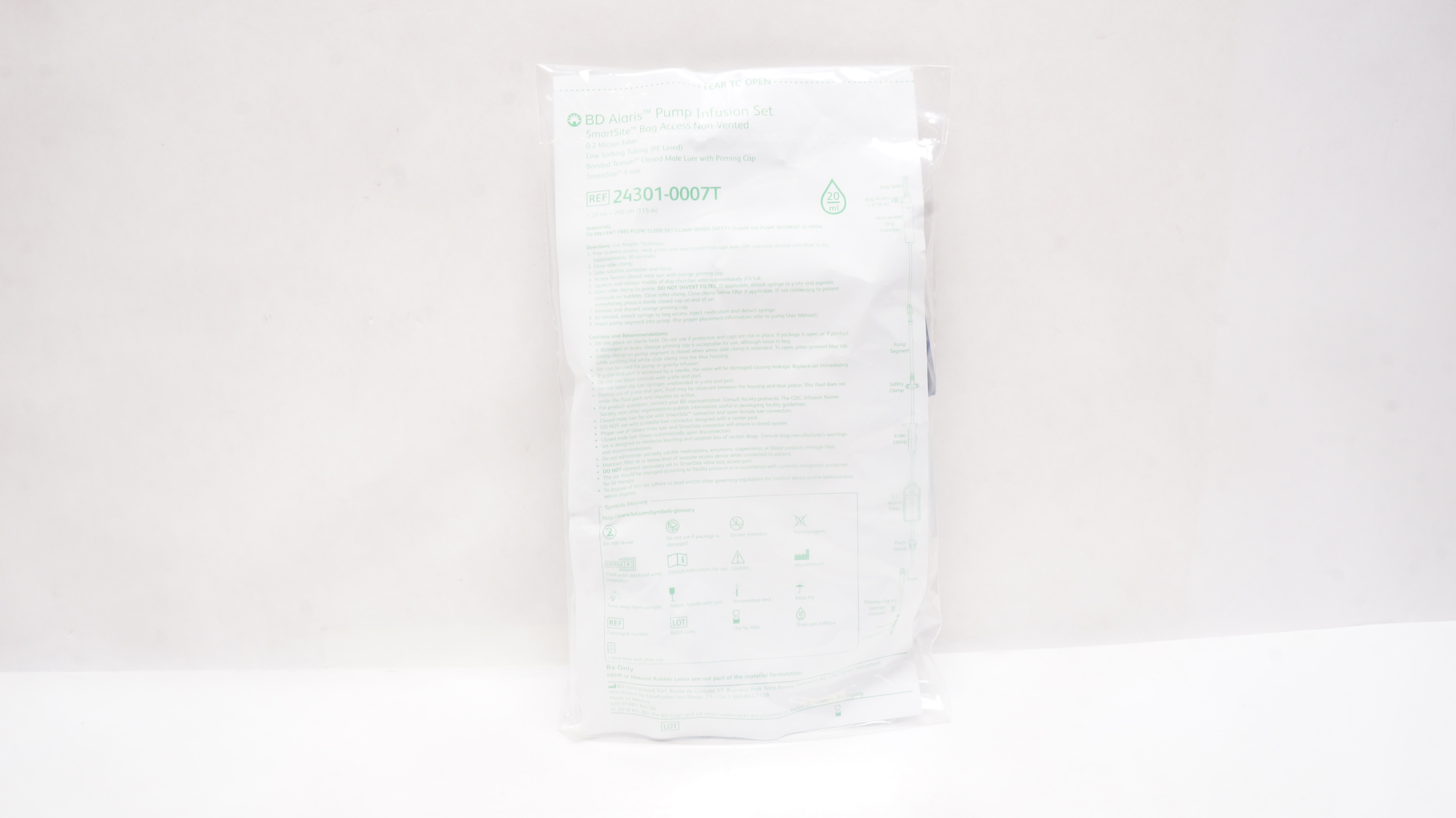 BD 24301-0007T Alaris Pump Infusion Set SmartSite Bag Access 20mL