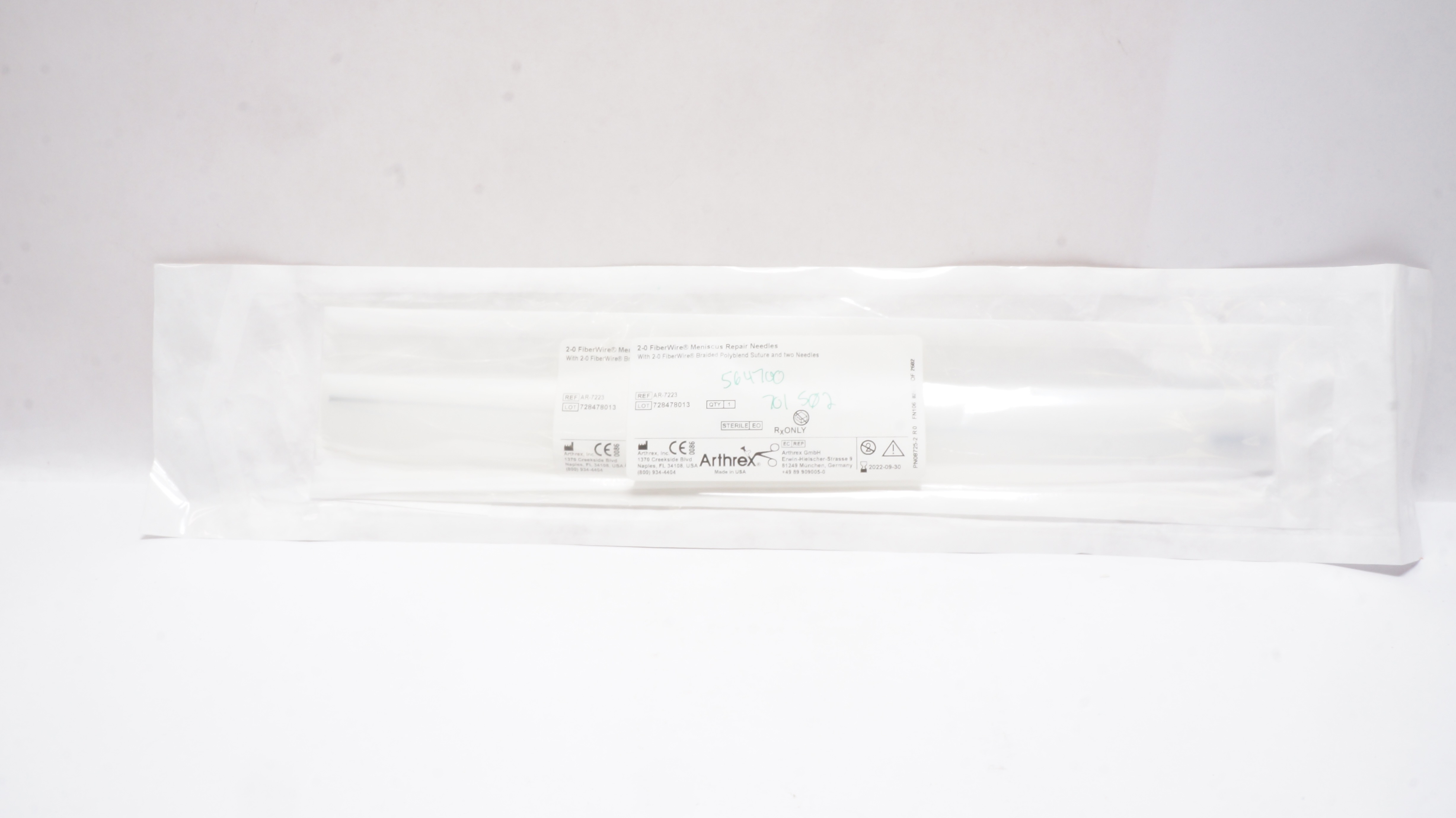 Arthrex AR-7223 2-0 FiberWire Meniscus Repair Ndles w/Braided Stre & 2 Ndles. (x)