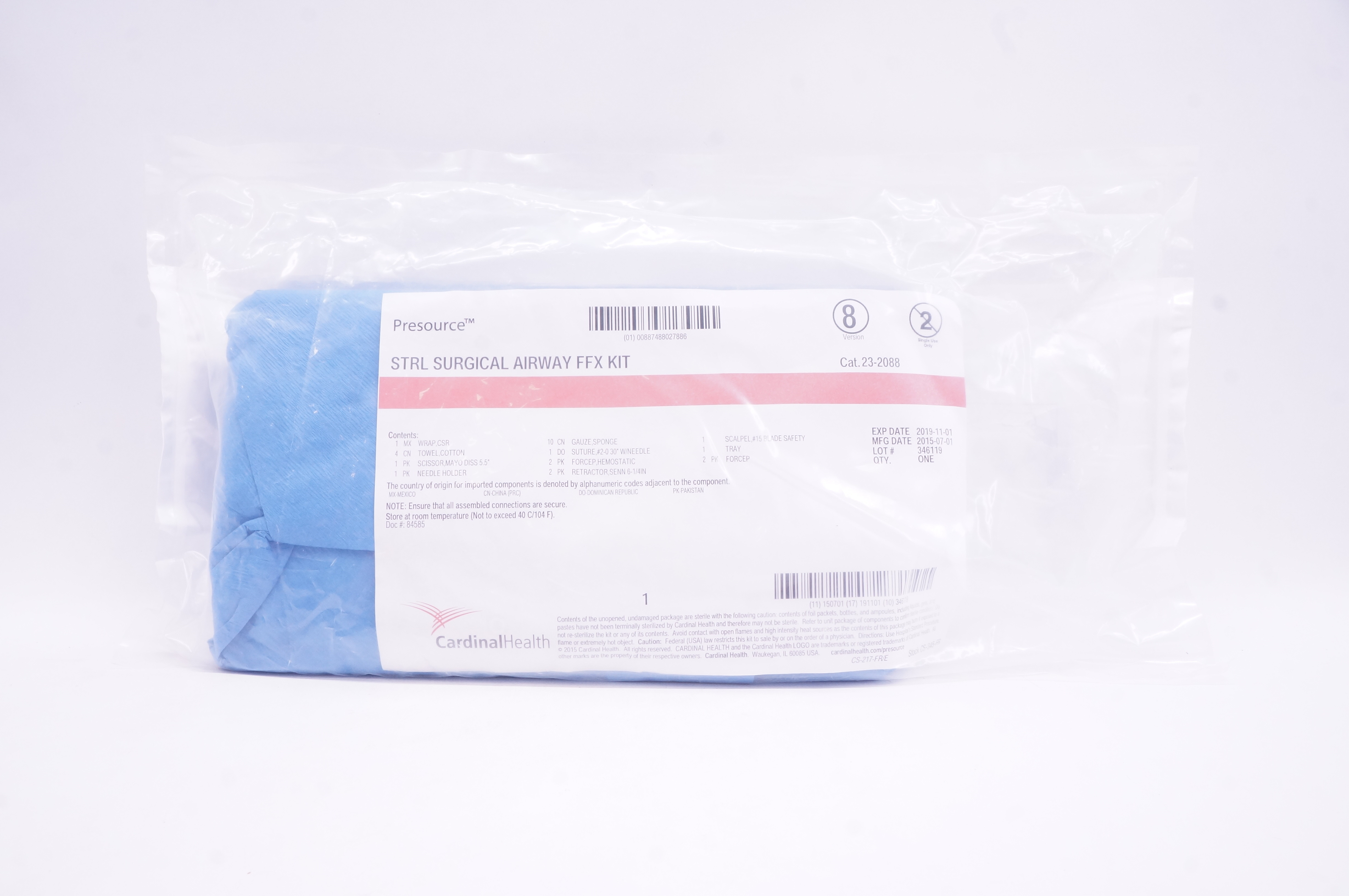 Cardinal Health 23-2088 Presource STRL Surgical Airway FFX Kit (x)