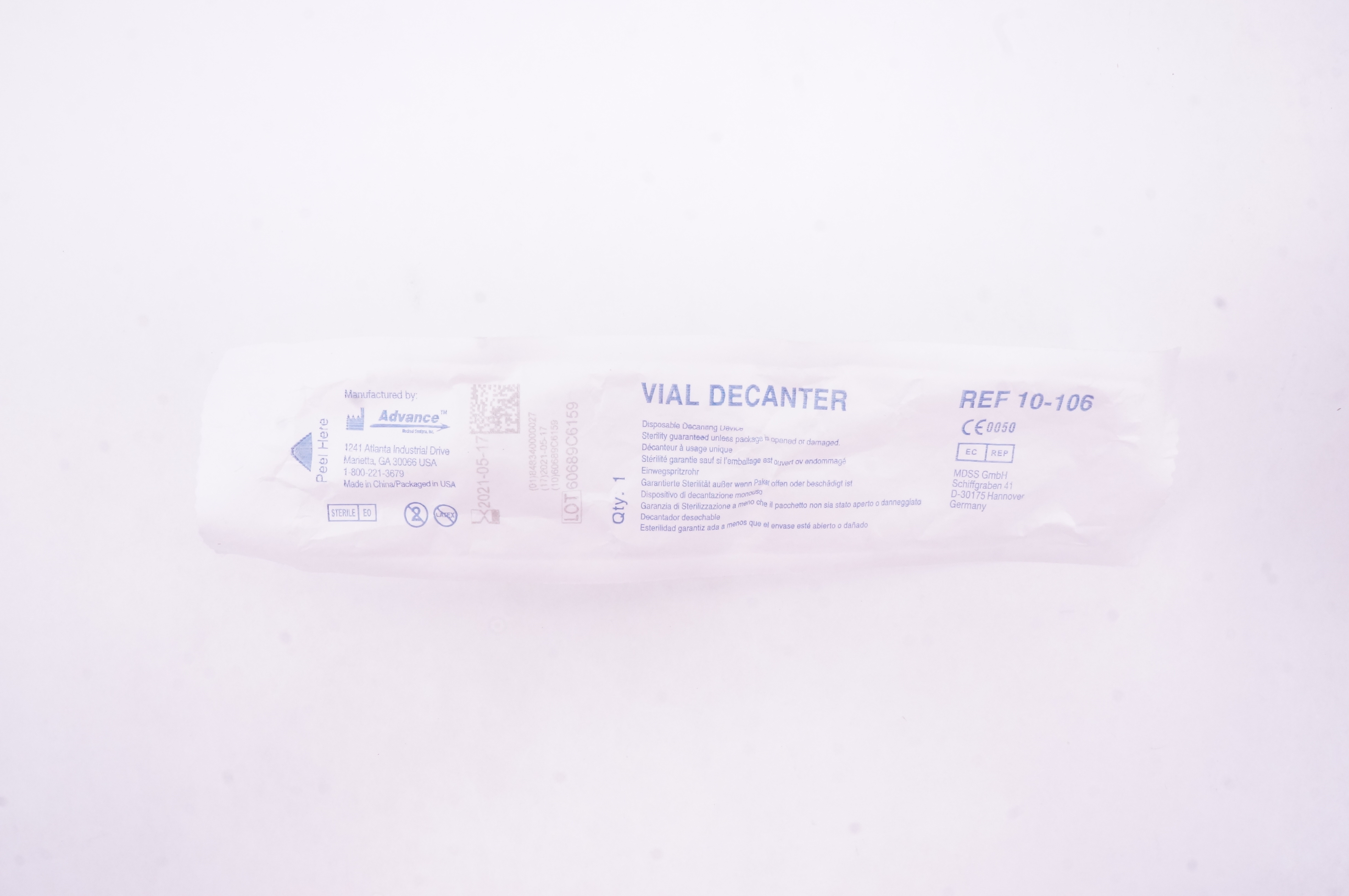 Advance 10-106 Vial Decanter