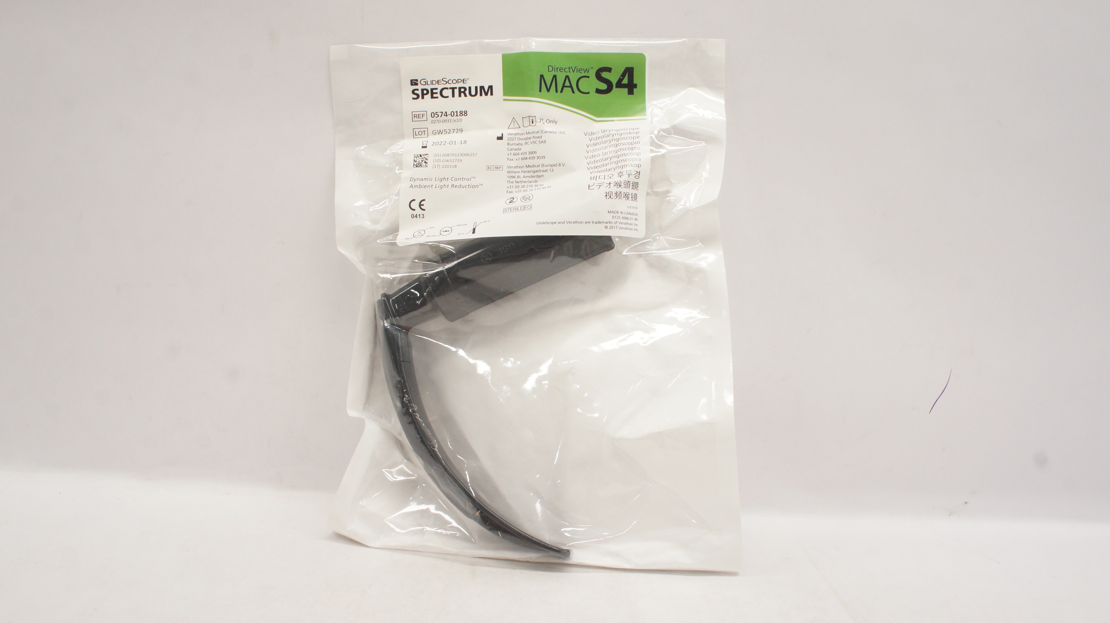 Verathon 0574-0188 Glide Scope Spectrum Video Laryngoscope MAC S4 (x)