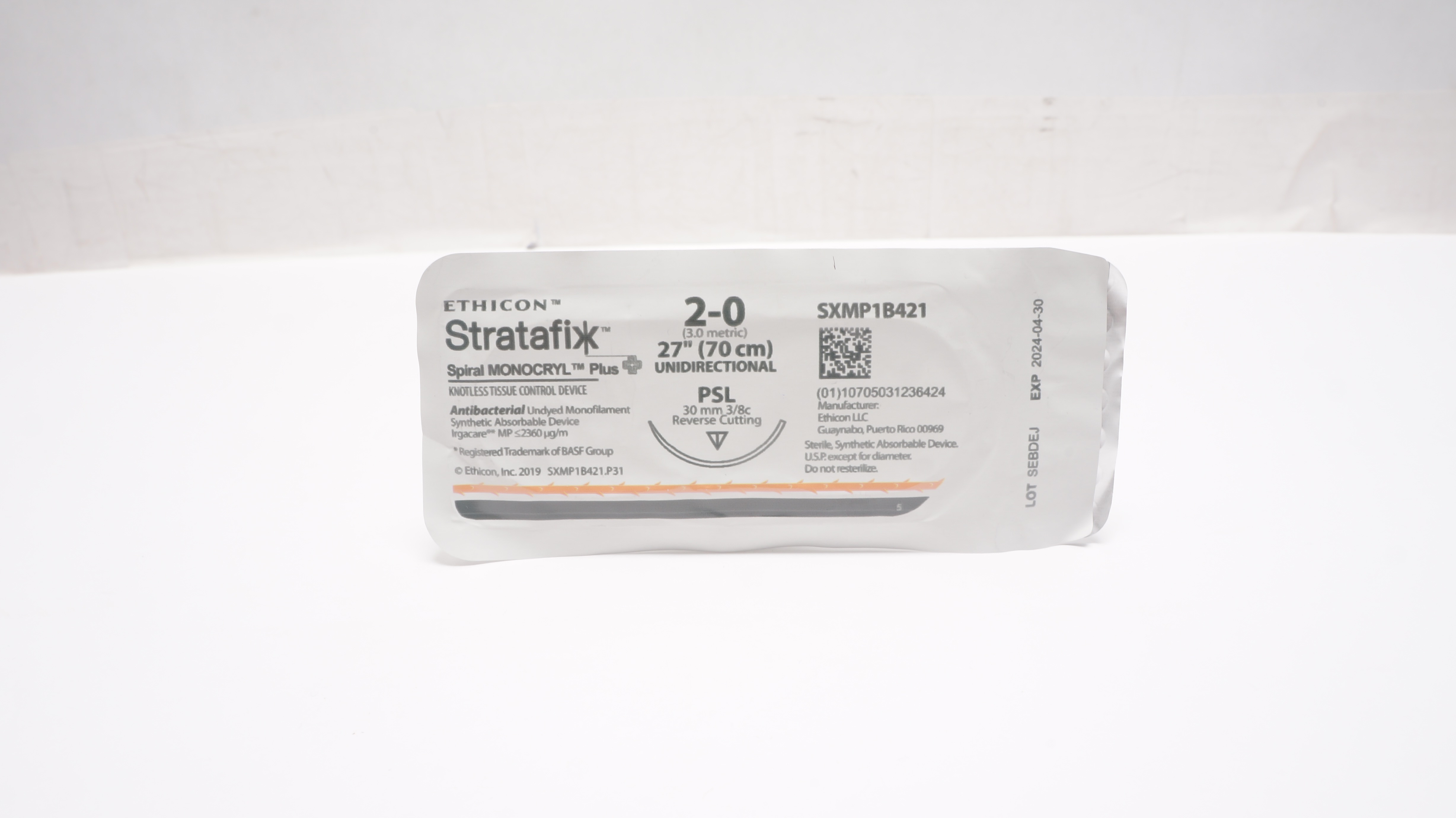 Ethicon SXMP1B421 2-0 Stratafix Stre PSL 30mm 3/8c Reverse Cutting, 27inch (x)