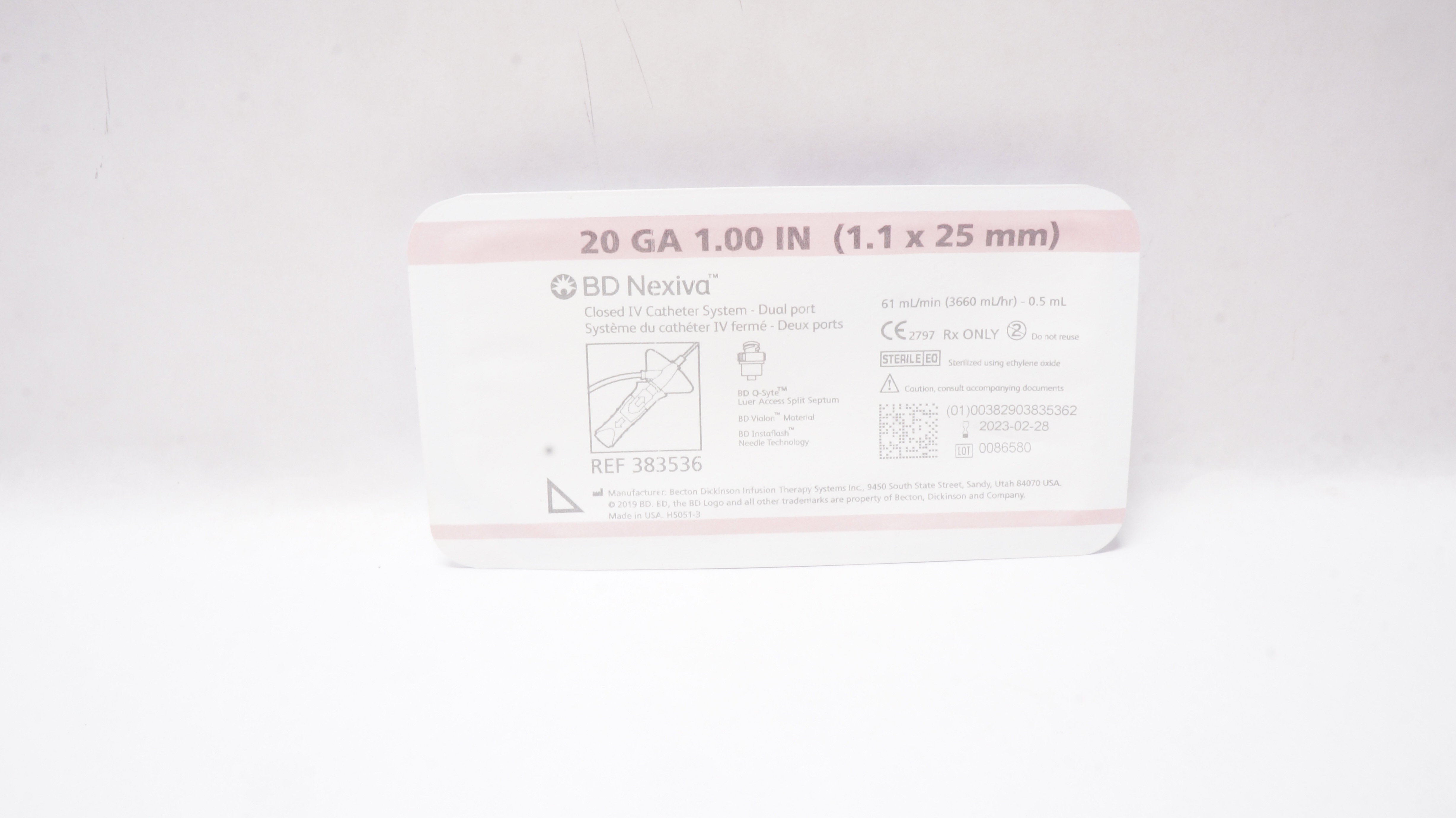 BD 383536 Nexiva Closed IV Cath. System Dual Port 20 Ga x 1.00 inch (x)