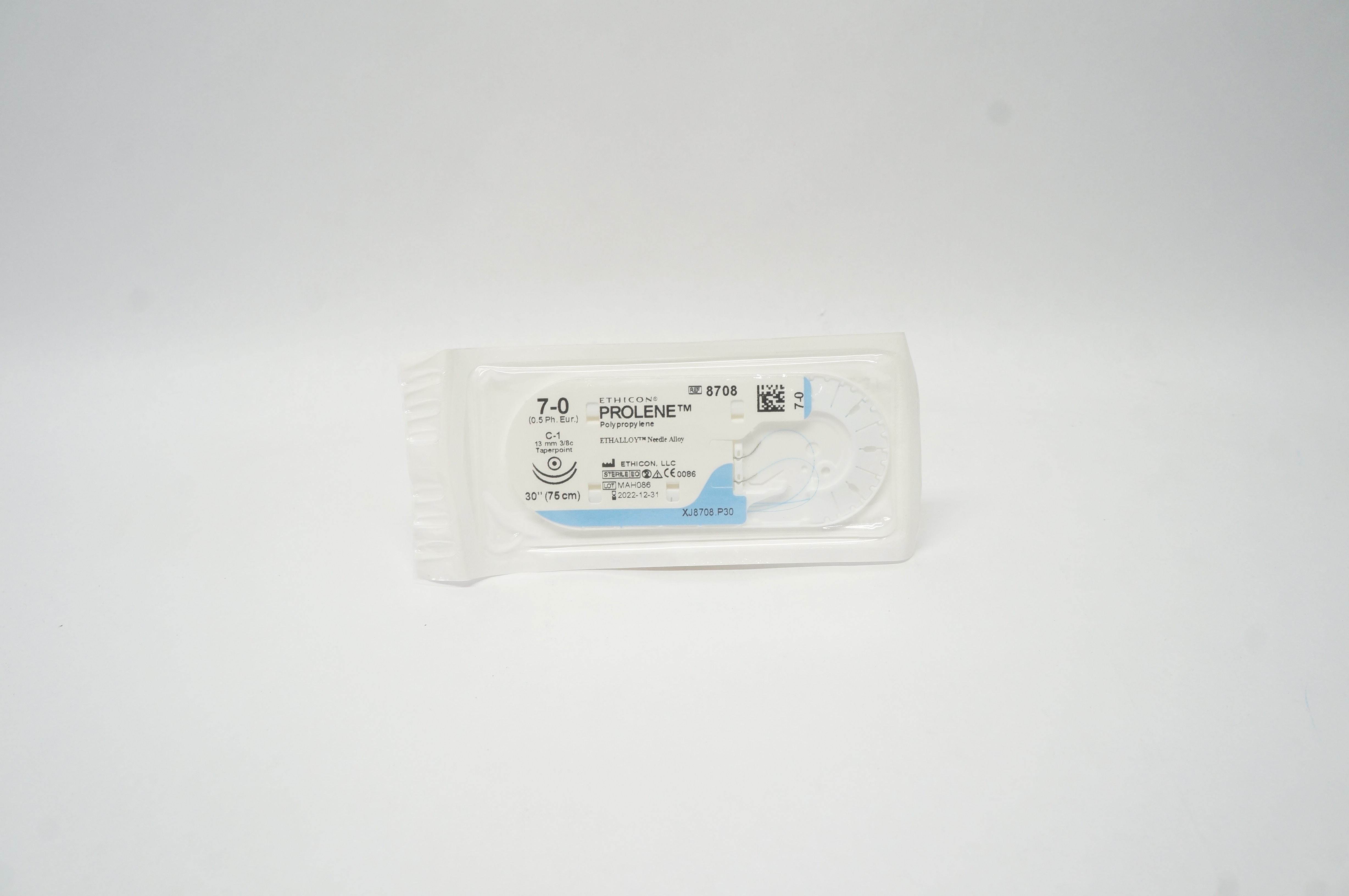 Ethicon 8708 7-0 Prolene Polypropylene Stre C-1 13mm 3/8c Taperpoint, 30inch