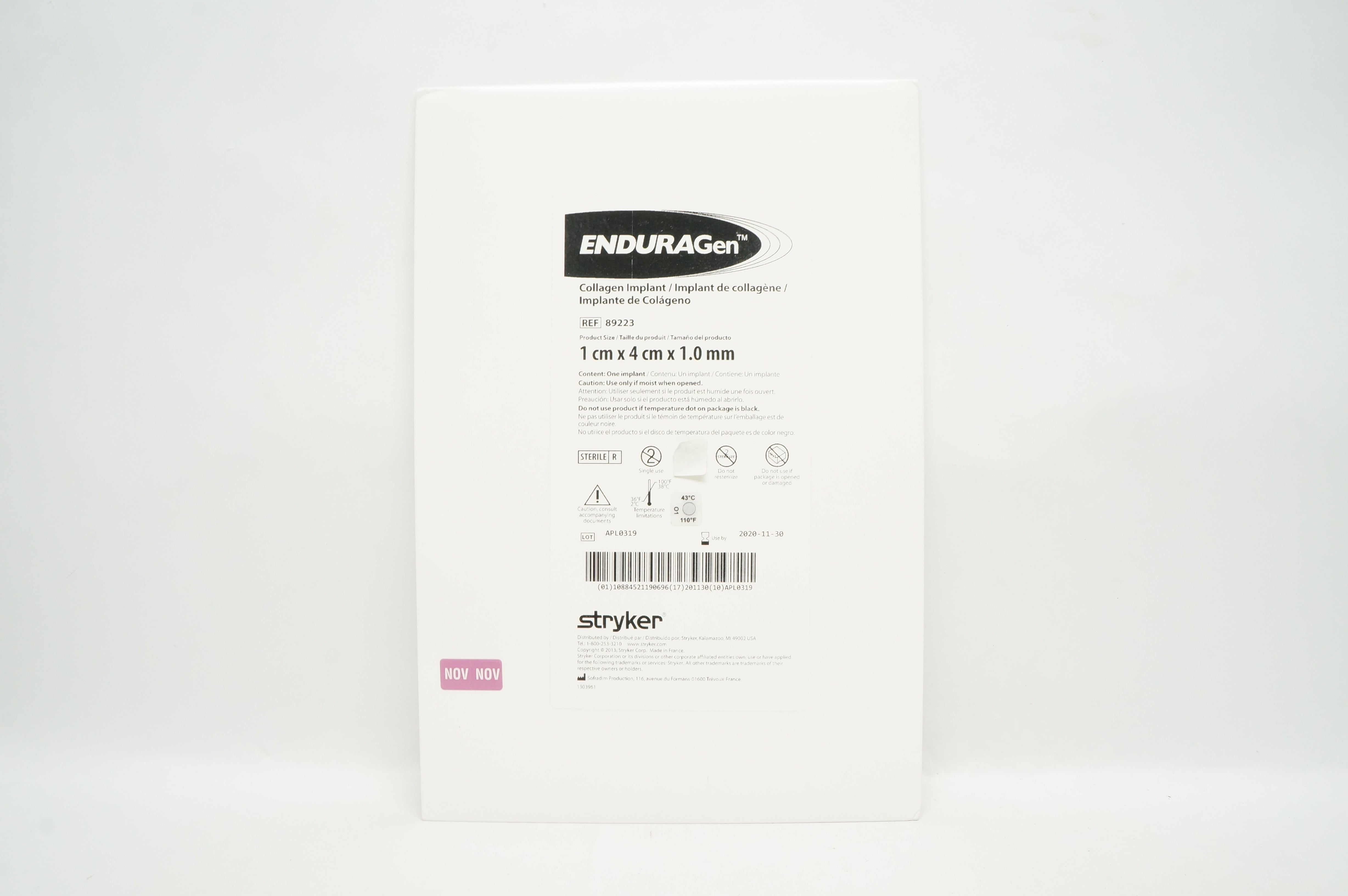 Stryker 89223 EnduraGen Collagen Implant 1cm x 4cm x 1.0mm (x)