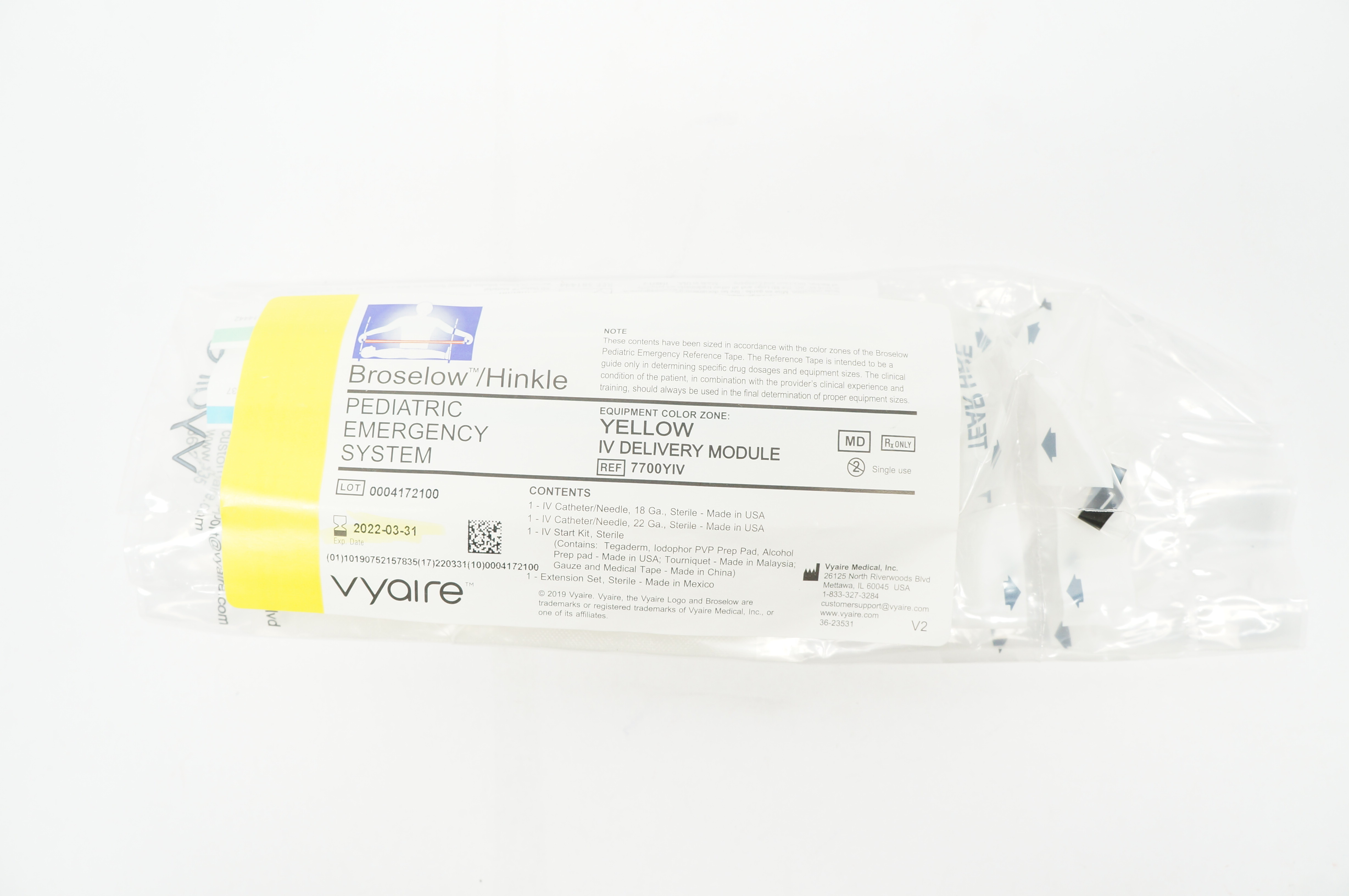 Vyaire 7700YIV Broselow/Hinkle Pediatric Emergency System Yellow (x)