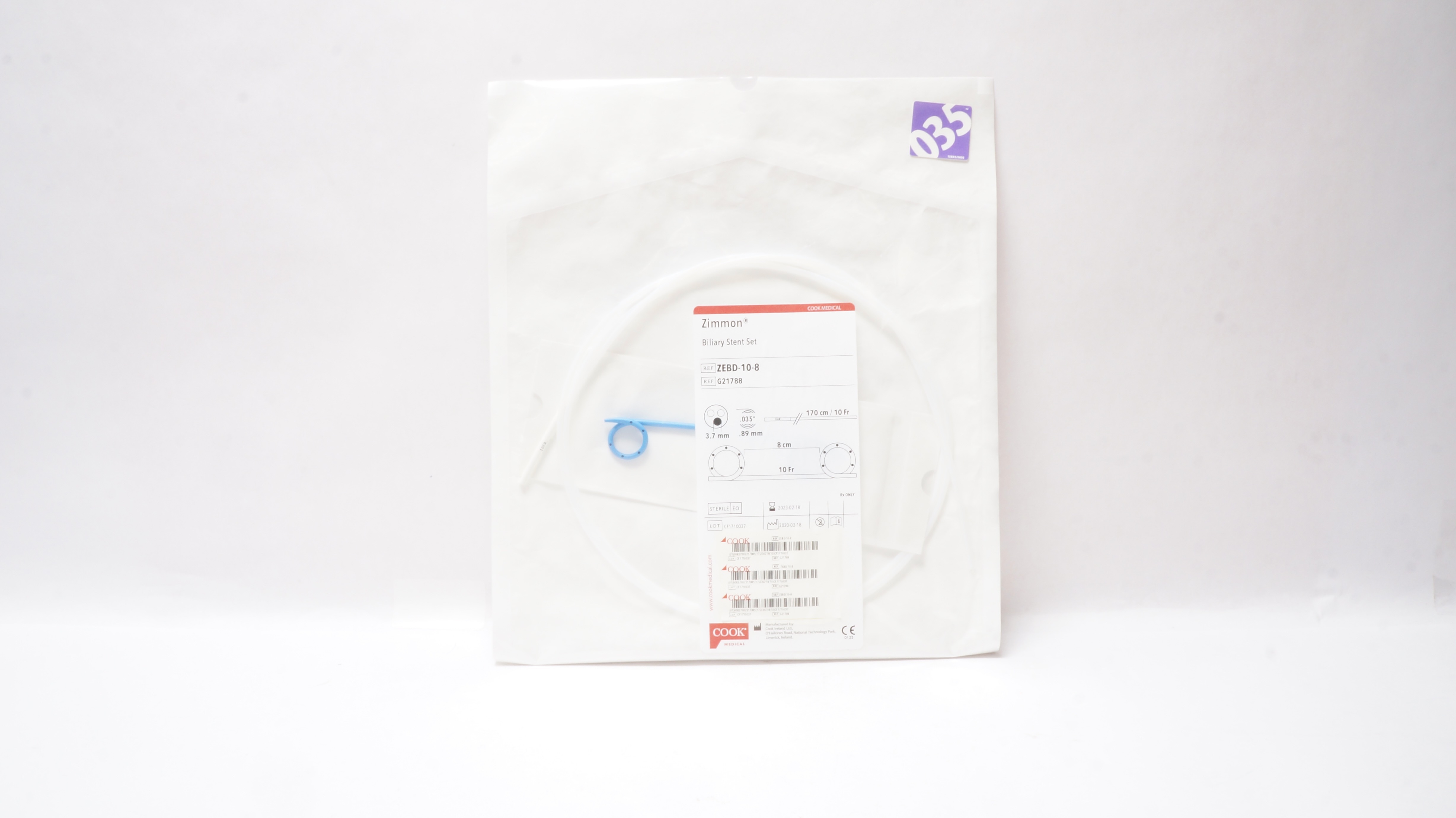 Cook Medical G21788 Zimmon Biliary Stent Set 8cm x 10Fr (x)